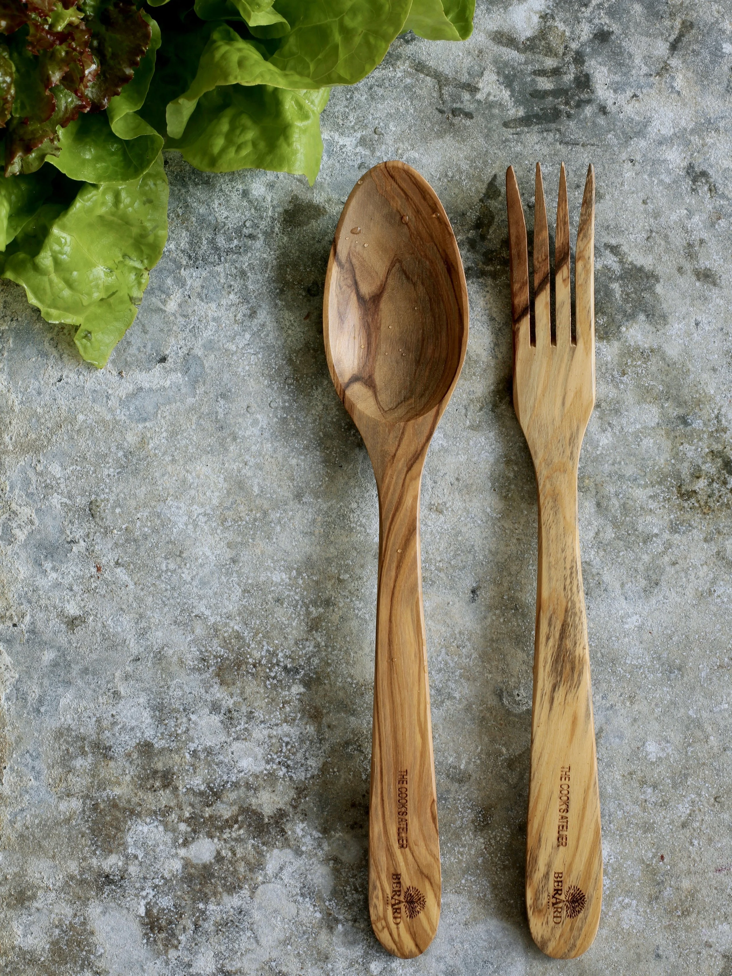 Salad Serving Set in Olive Wood