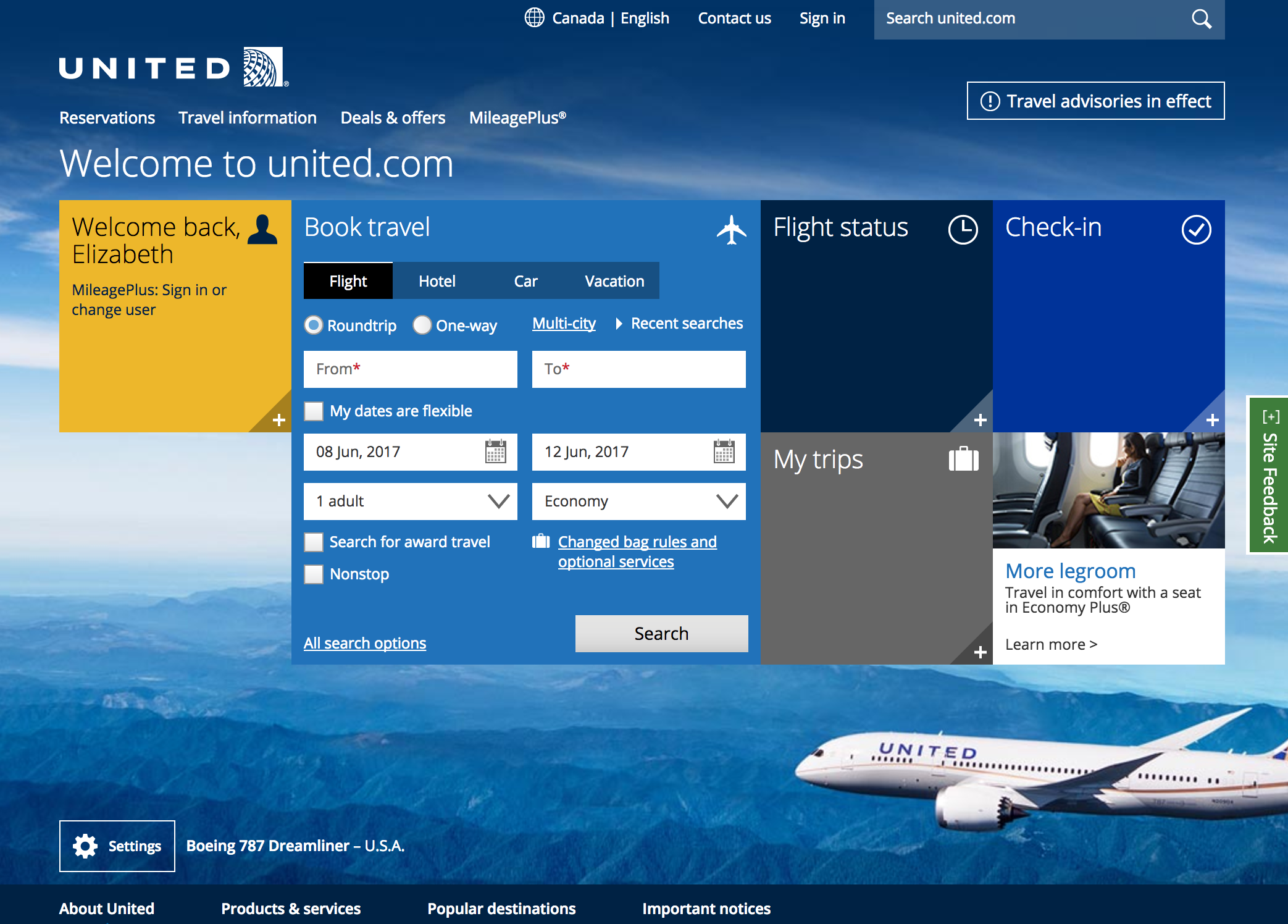 United.com today