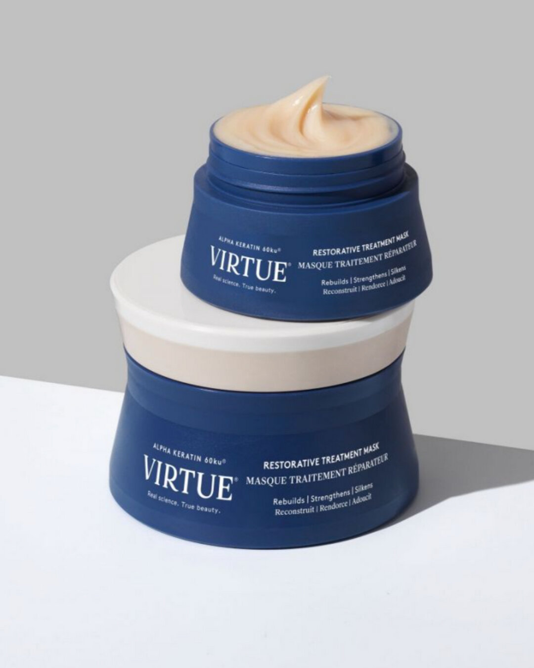 You NEED to know about this stuff...⠀⠀⠀⠀⠀⠀⠀⠀⠀
⠀⠀⠀⠀⠀⠀⠀⠀⠀
It is MAGIC in a perfectly packaged, aesthetically pleasing jar for your hair!⠀⠀⠀⠀⠀⠀⠀⠀⠀
⠀⠀⠀⠀⠀⠀⠀⠀⠀
Virtue&reg; Labs Restorative Treatment Mask deeply hydrates and repairs hair without being too h