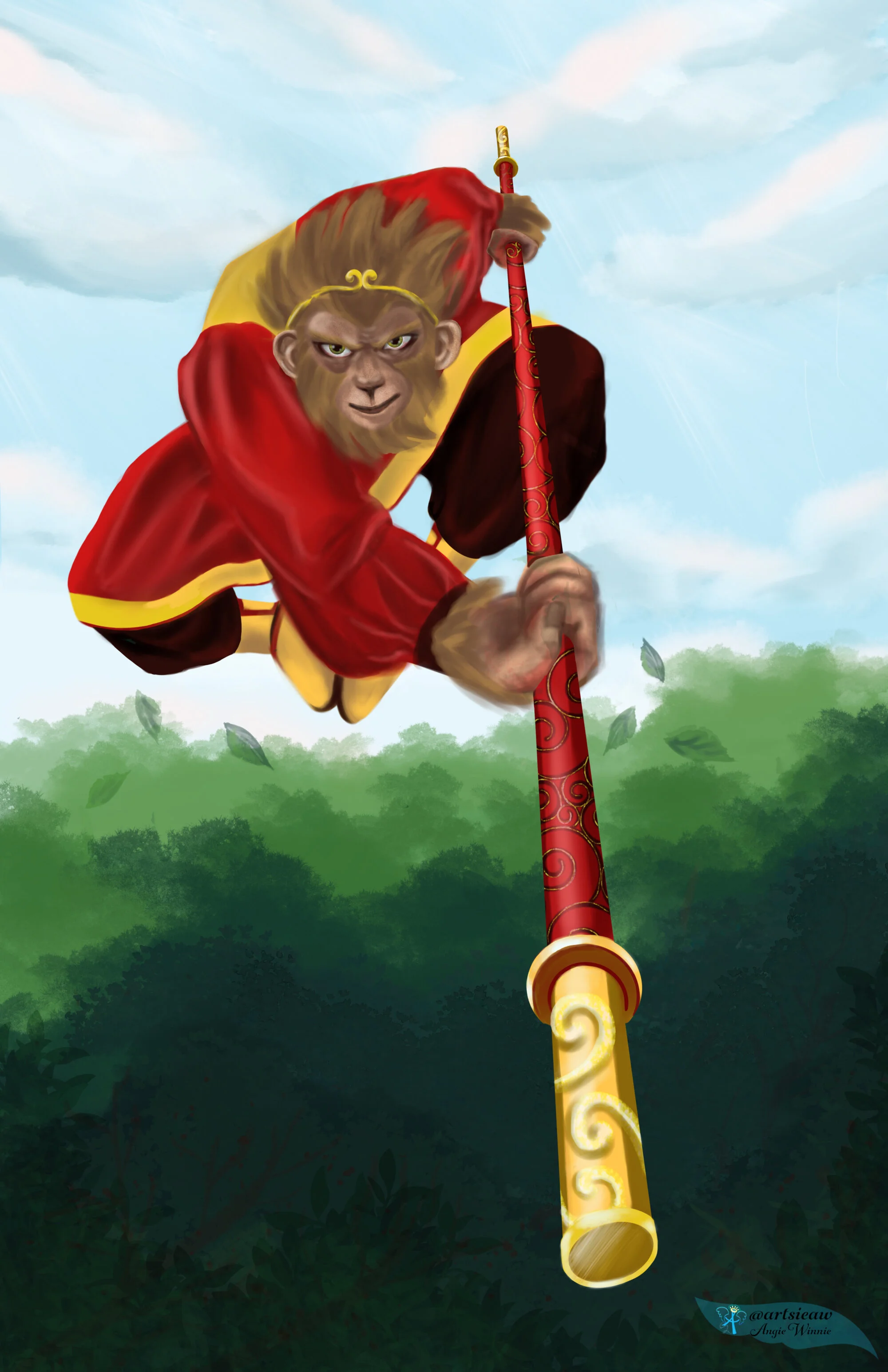   The Monkey King (Sun Wukong) Air Attack , 2020 │ Digital Illustration II 