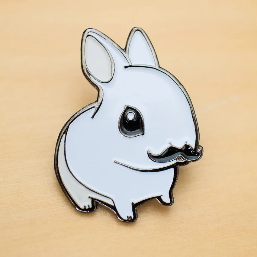 Mustache Rabbit Enamel Pin