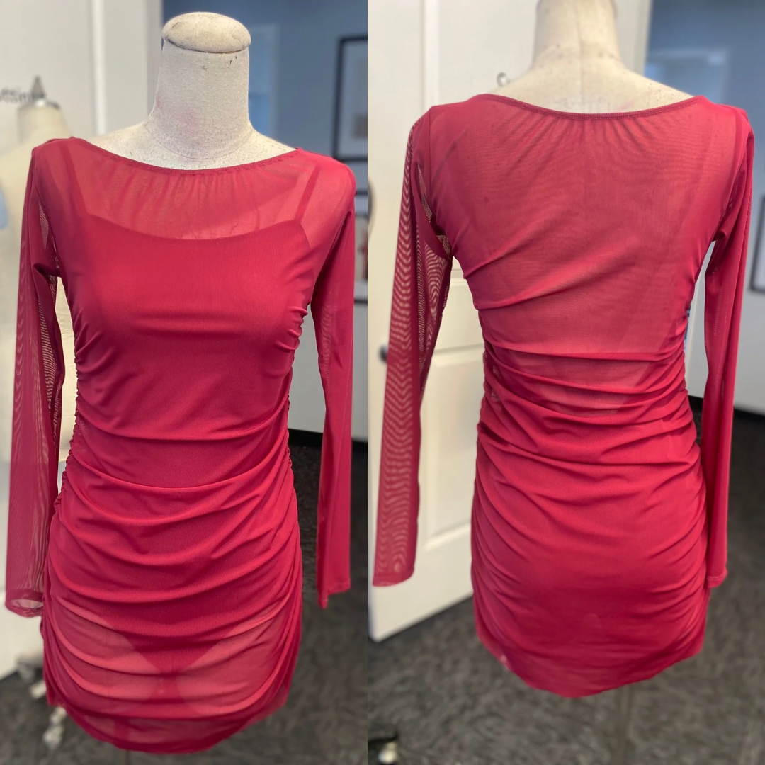 Dark Red Two Piece Leo Dress  Made by Miss Hilde