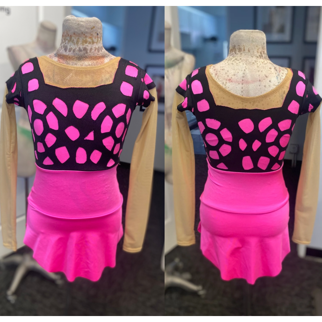 Black Cut Out Hot Pink Leo Dress