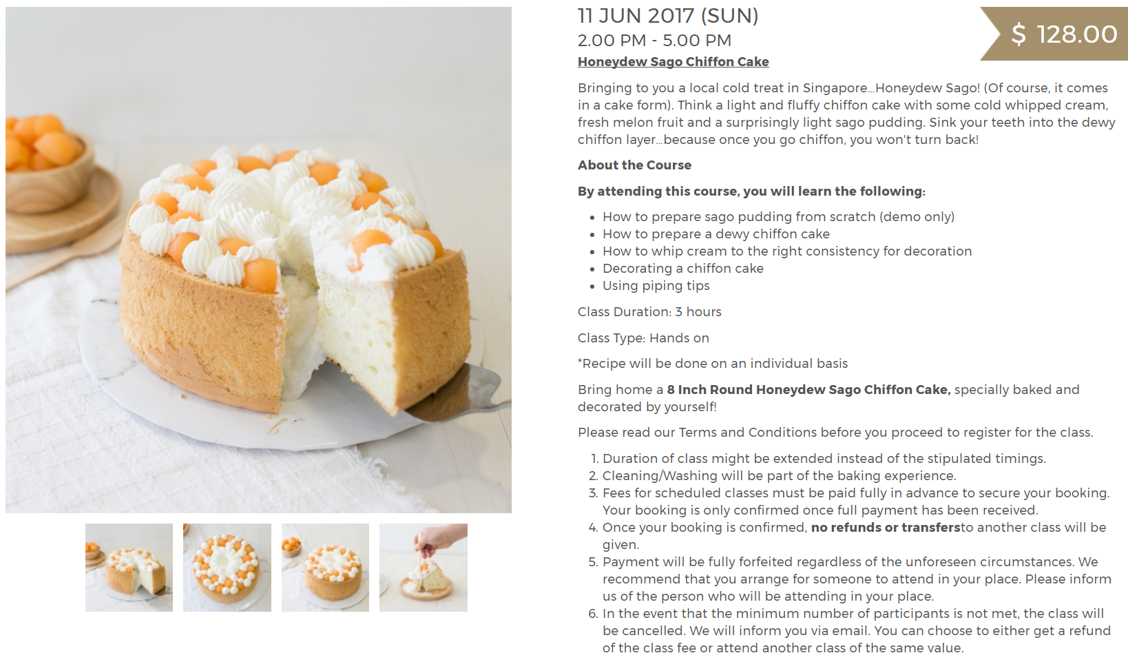 Source: http://www.bakersbrewstudio.com/class/class-schedule/cake-baking/honeydew-sago-chiffon-cake-2-new Booked Honeydew Sago Chiffon Cake class from Baker's Brew Studio (Upper Thomson). If you are going with a partner/buddy/friends, you might want to email them and check it out if they have any promo codes for you! As I got a buddy promotion, whereby the 2nd participant is entitled 30% off. & The discount code is "2017Buddy30%". 