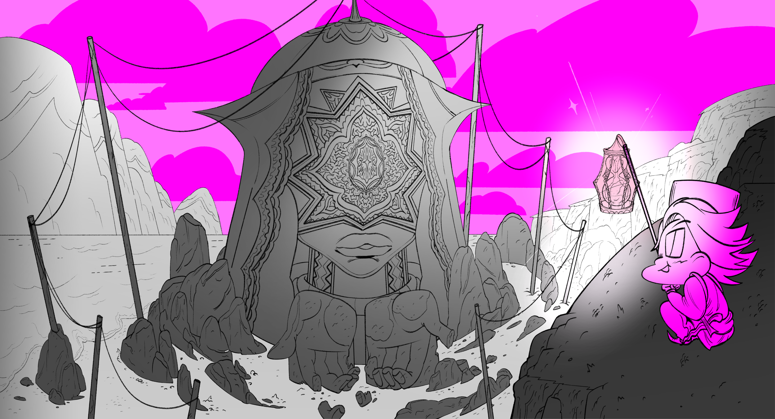 Silhouette Composition for “Belalang finds the Mothers Shrine”