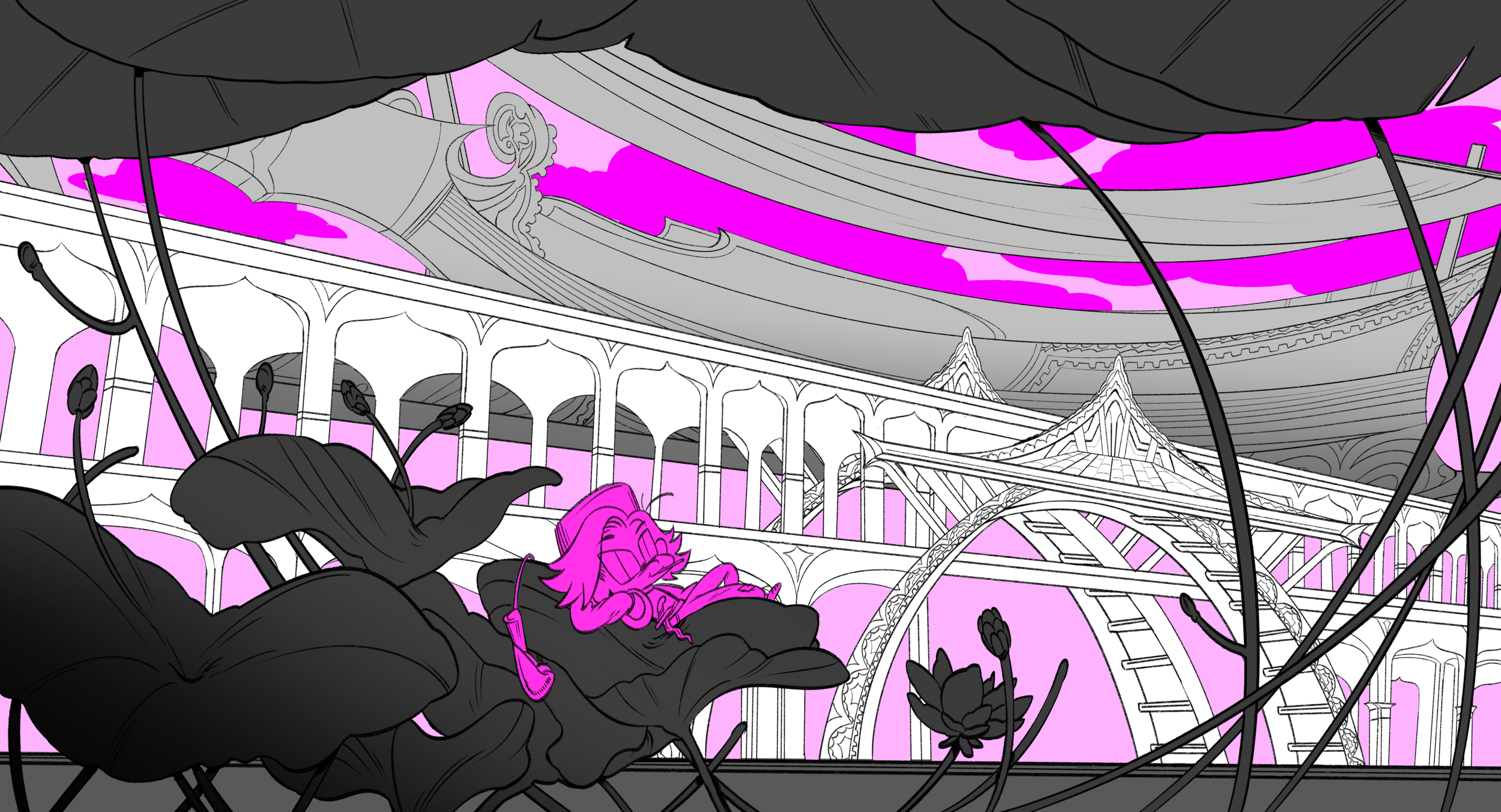 Silhouette Composition for “Belalang traveling around the world”