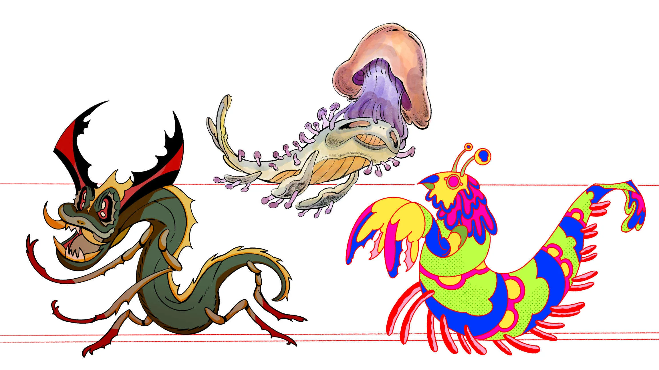 From left to right, Malachai, Fungloo, and Mikolo
