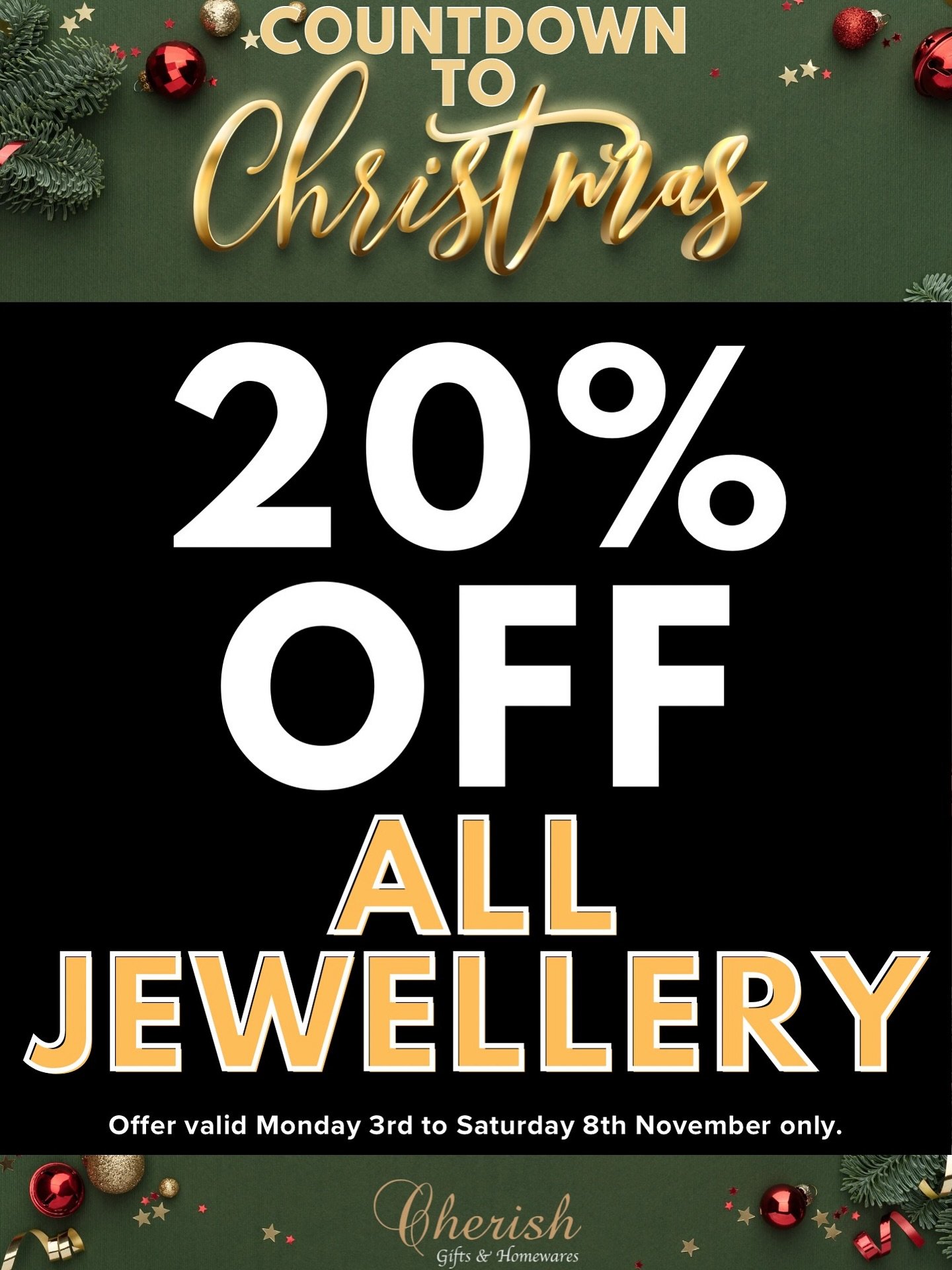 The countdown to Christmas has begun, and this week&rsquo;s special is too good to miss &mdash; 20% off all jewellery! 💍✨
Whether you&rsquo;re shopping for the perfect gift or adding a little festive sparkle for yourself, now&rsquo;s the time to shi