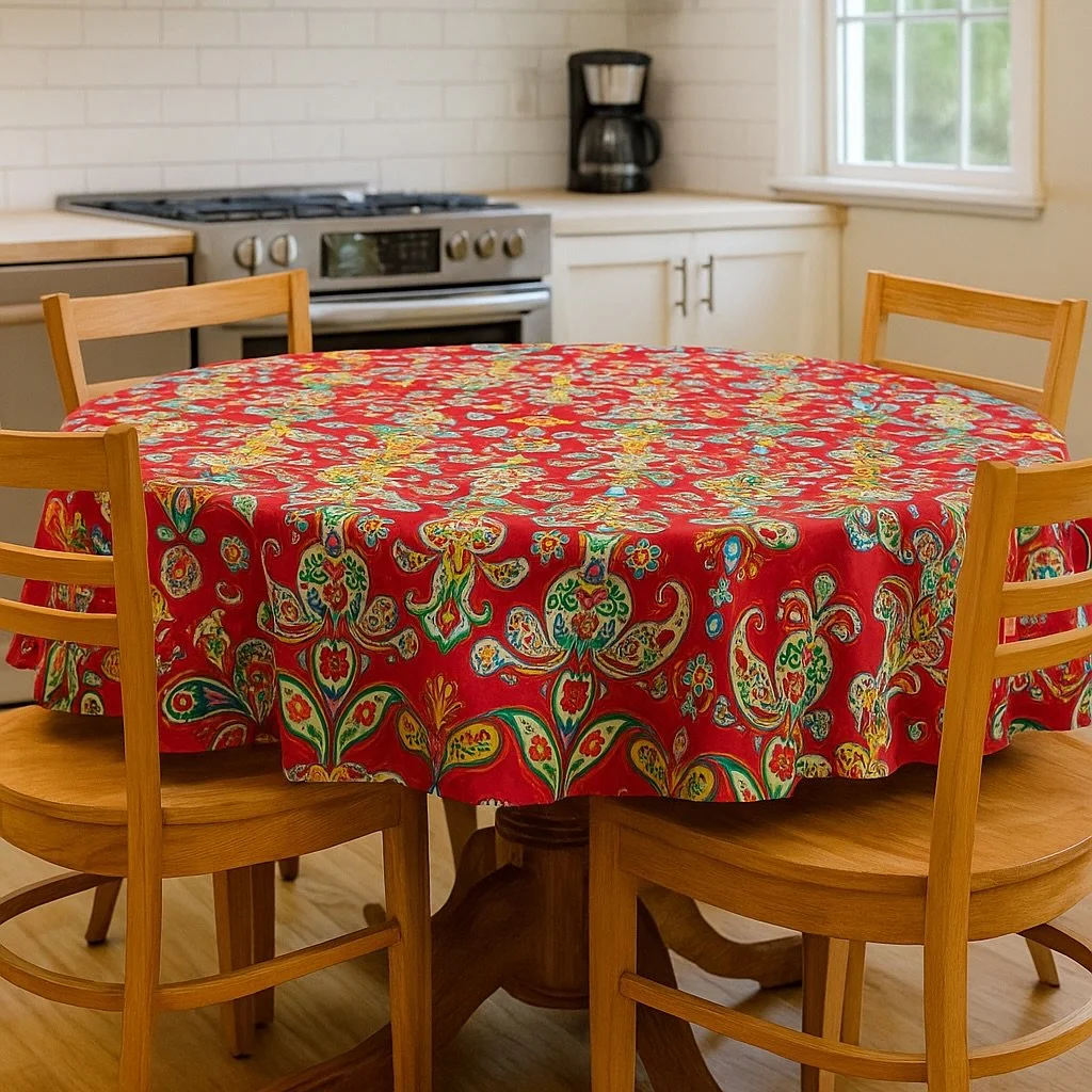 New designs of round tablecloths now in store! Checkout the full range of designs by visiting us instore. Perfect for your Christmas d&eacute;cor &amp; hosting vibes! 🎅🎁

Best time to buy  with a MASSIVE 30% OFF all Napery items till this Saturday 