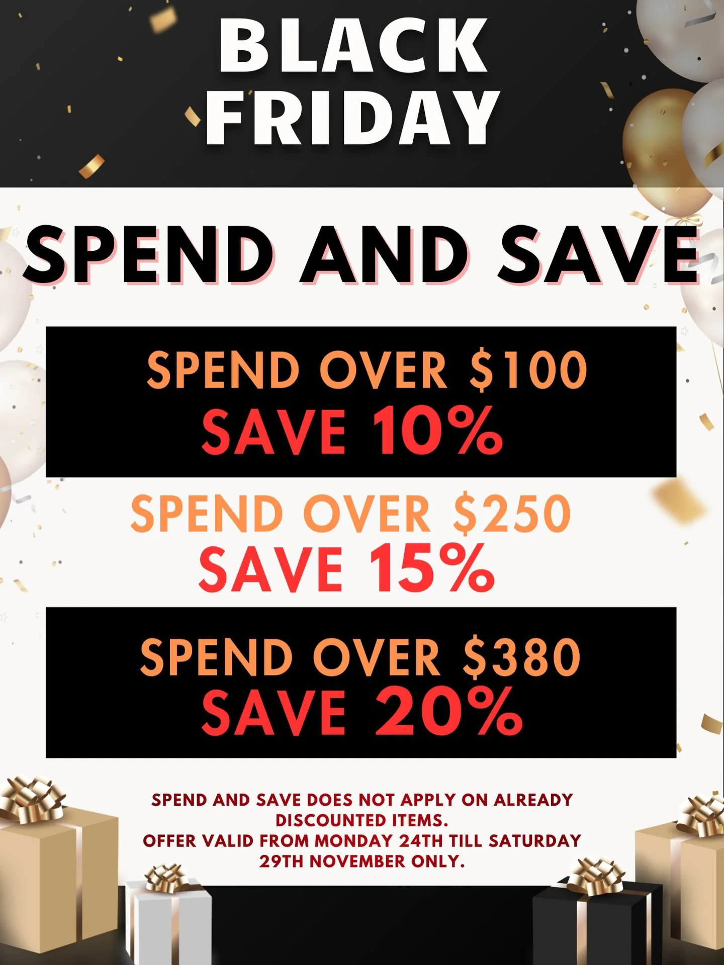 Unwrapping our next Countdown to Christmas treat: BLACK FRIDAY SPEND &amp; SAVE! 🎁✨
The perfect moment to stock up on festive gifts while enjoying incredible savings.

Plus, our huge discounts&mdash;up to 70% off selected items&mdash;are still going