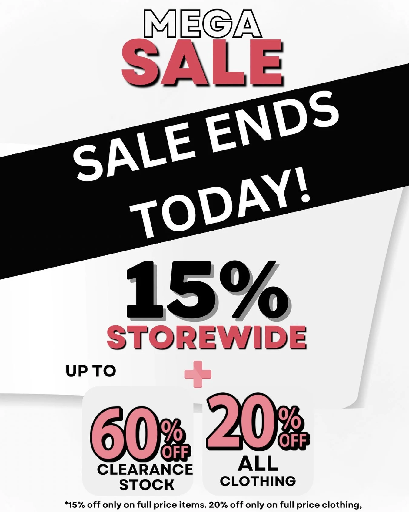 Last chance to take advantage of our MEGA SALE! 🏃&zwj;♀️🏃&zwj;♂️Sale ends today (Saturday 21st March). We are open till 2:30pm today.