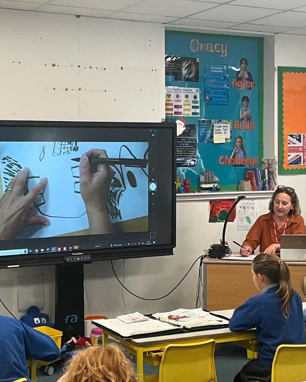 Absolutely loved working with year 4&rsquo;s at King Charles Primary School, Falmouth as part of @falmouthbookfestival  I read from The Last Giant, we did some fun draw-a-longs and some requests to draw. We chatted about stories and books. Lots of gr