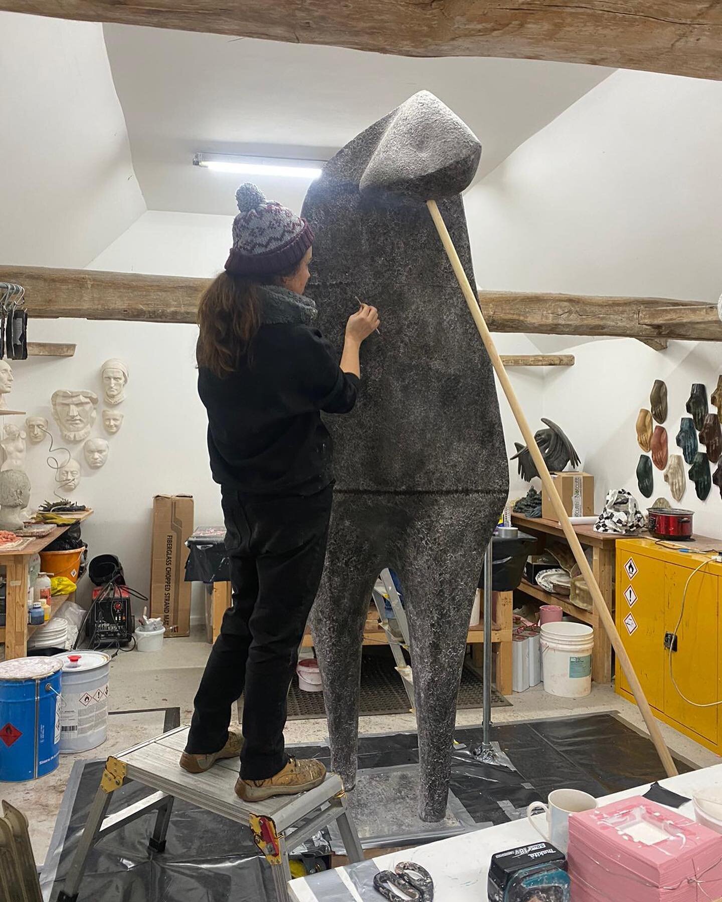 Exciting week in the studio with fellow mould-maker @stephanierubinsculptor moulding artist and sculptor @thomasmerrett work &ldquo;The Listener&rdquo; for the foundry. It&rsquo;s a biggen! #sculpture#sculptors#art#fineart#foundry#bronze#moulding#mou