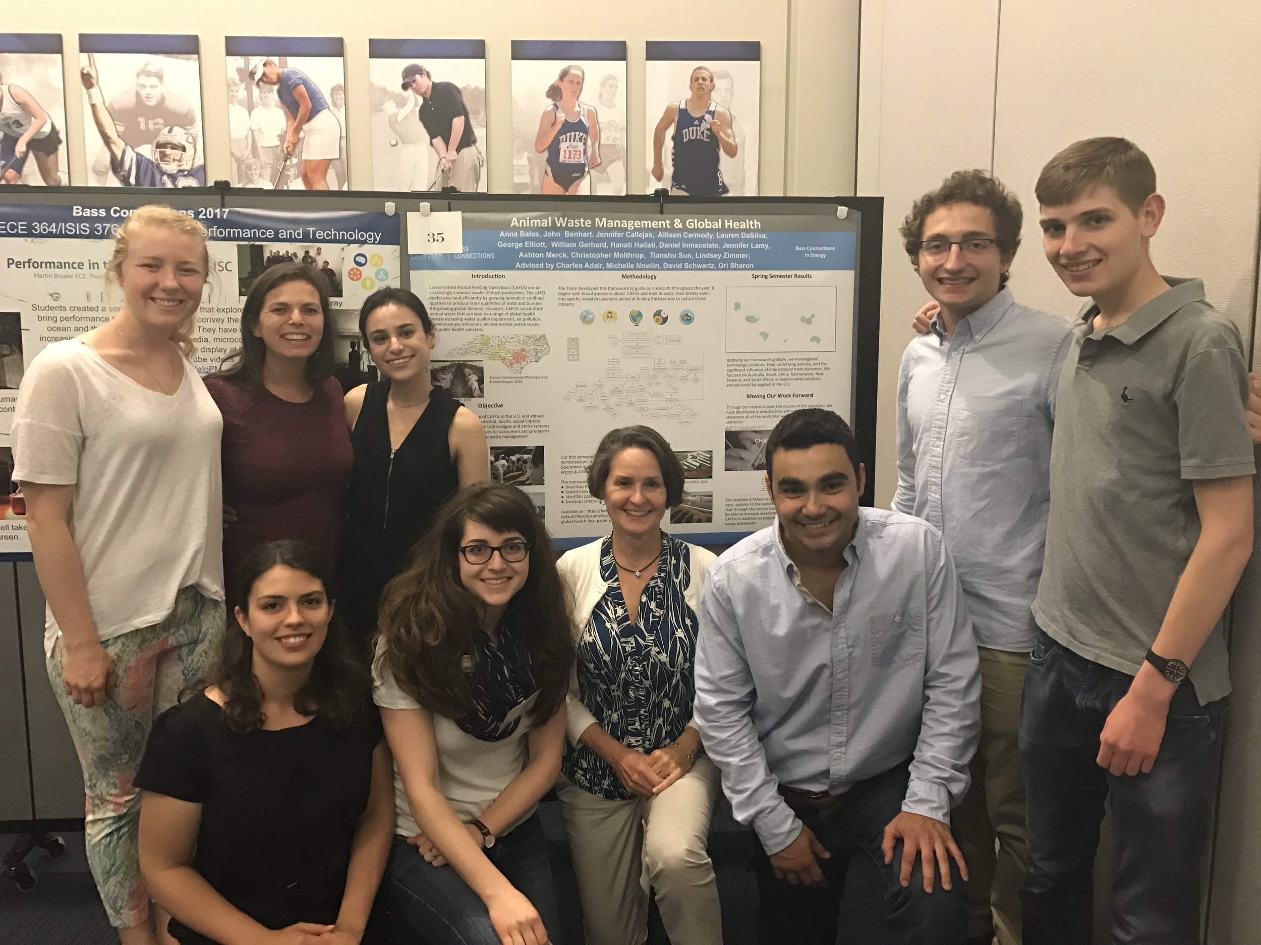 Duke University 2016-2017 Animal Waste Management & Global Health team all smiles at the Bass Connections Poster Fair.