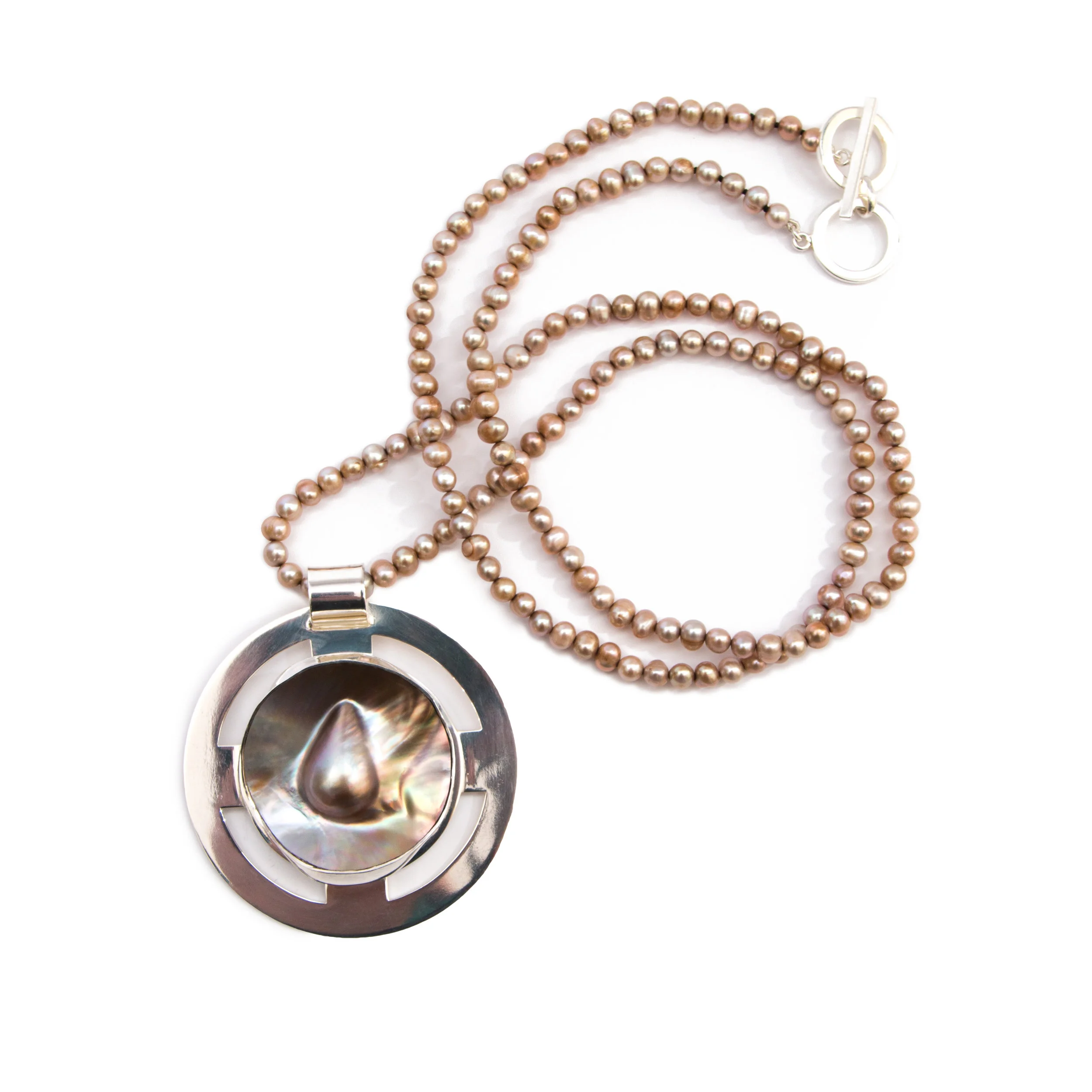 Silver Necklace 925, Mabe Pearl