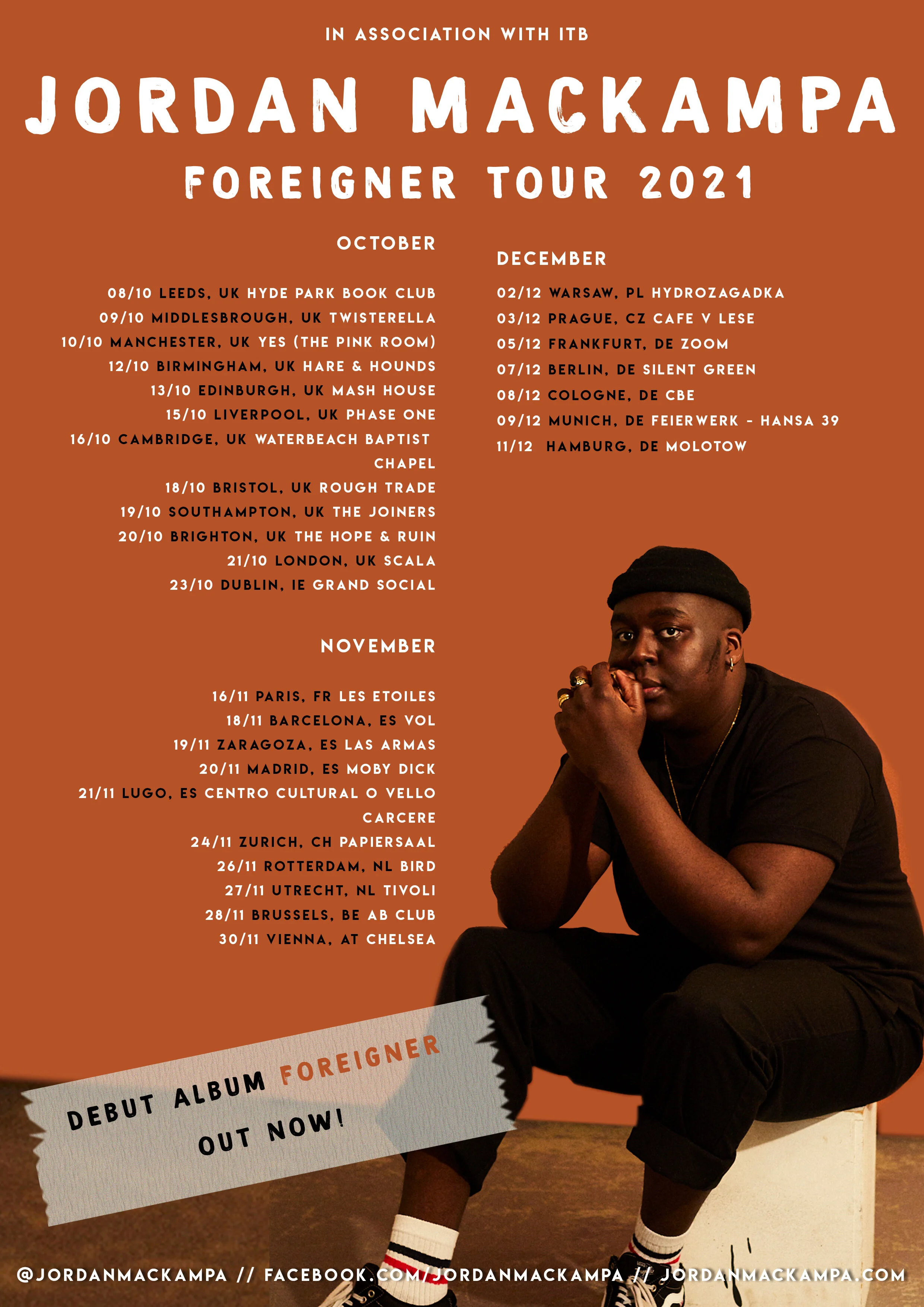Jordan Mackampa announces new tour dates. 