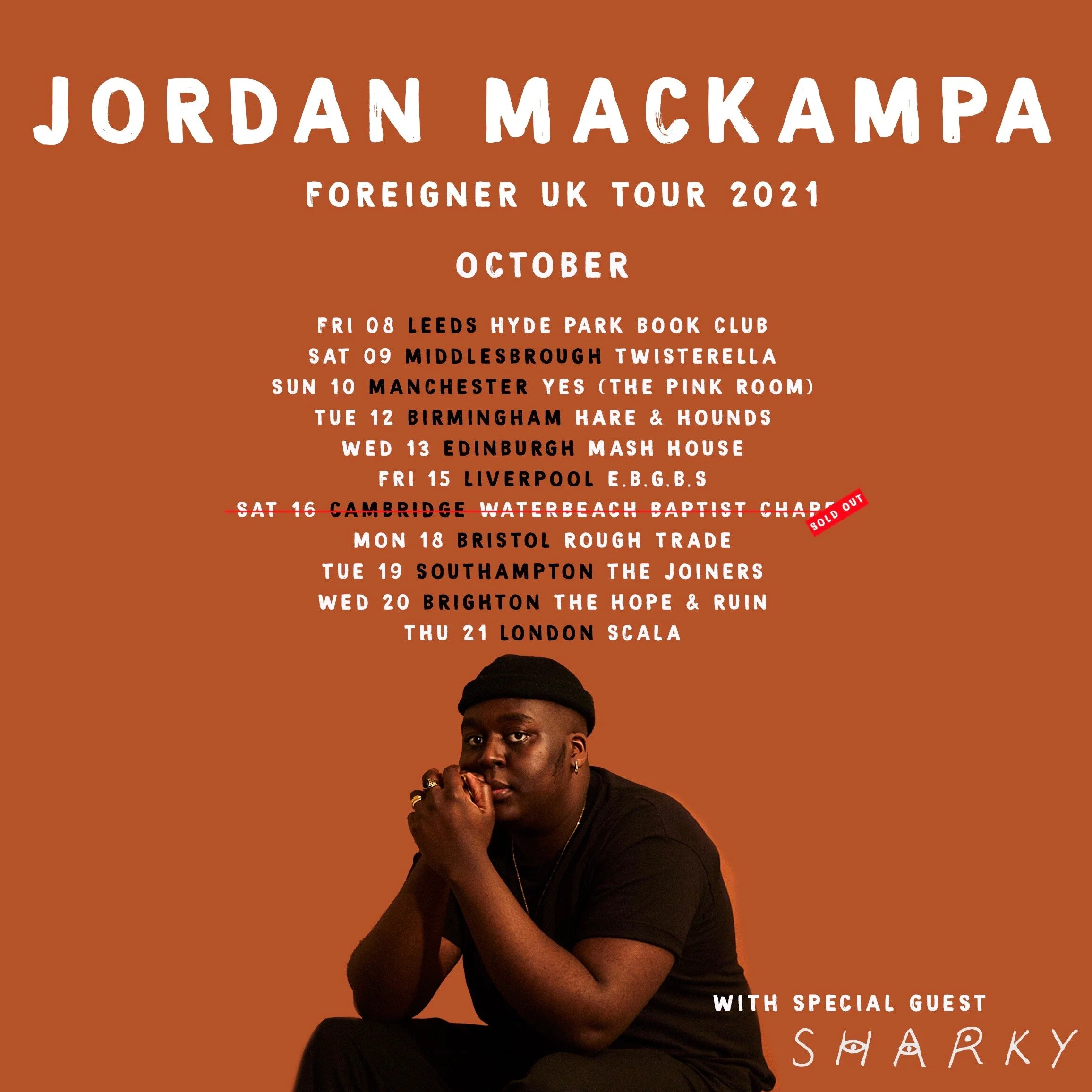 Jordan Mackampa announces special guest Sharky for UK shows