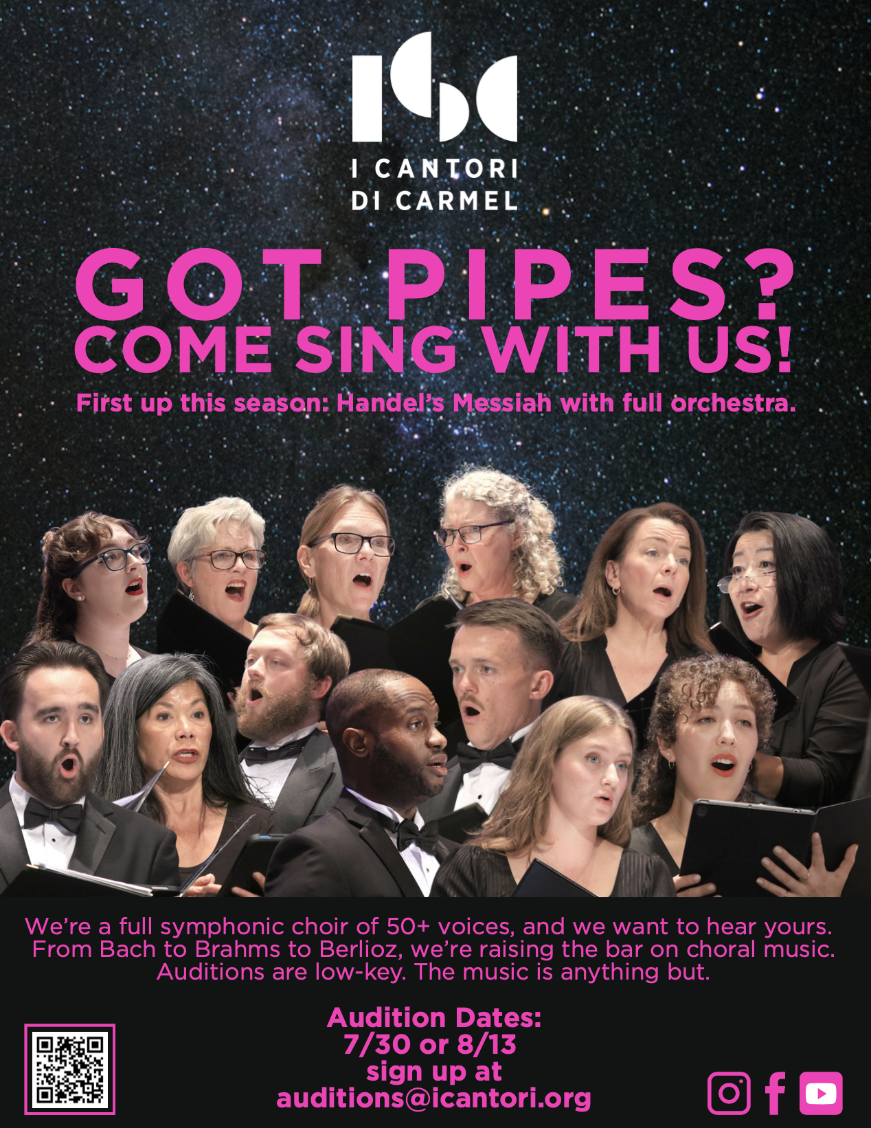 Got Pipes? I Cantori di Carmel is auditioning!