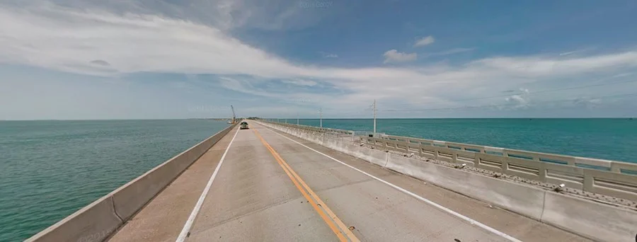 The two-lane Overseas Highway heading to Key West