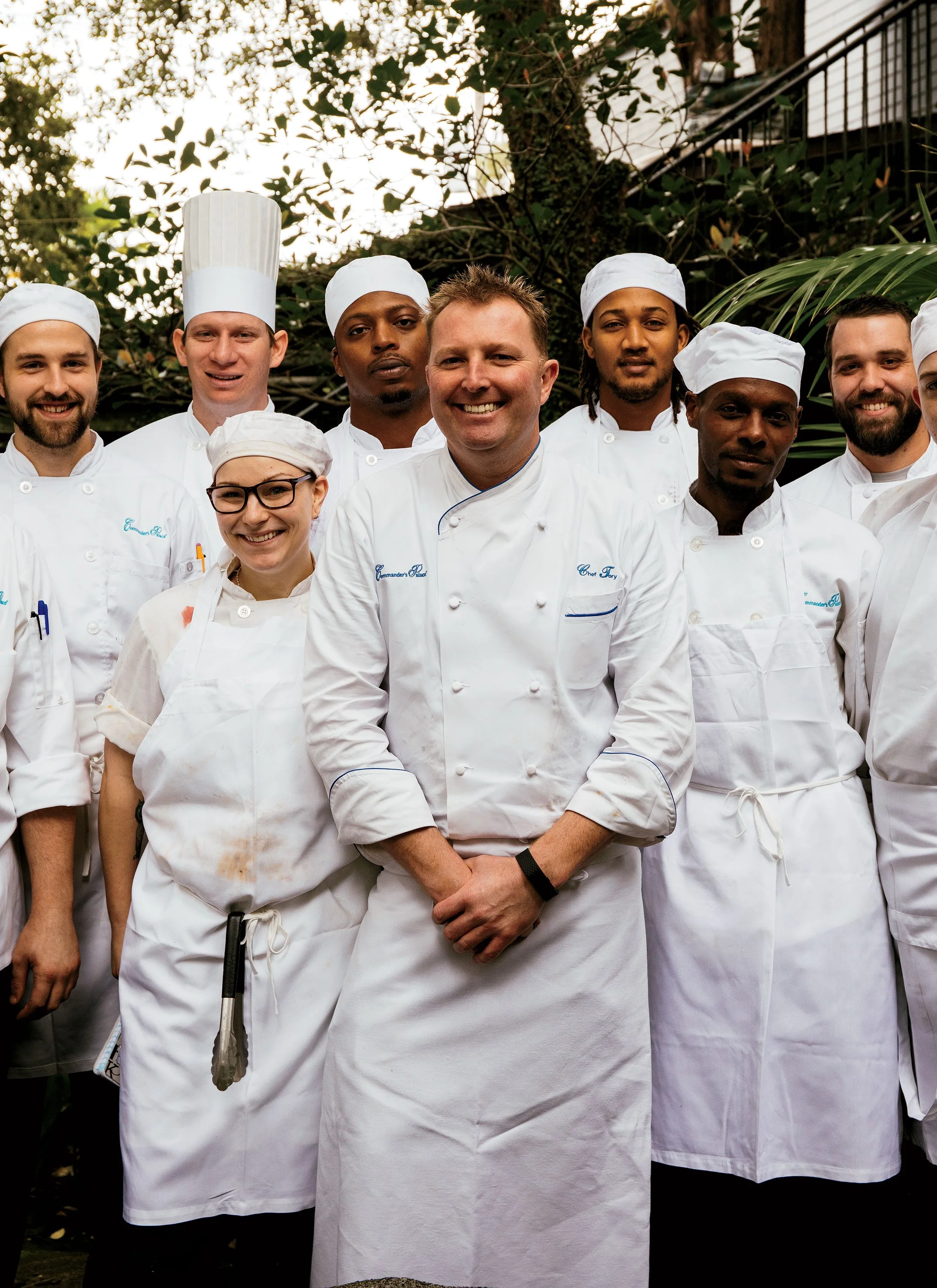 Commander’s Palace Tory McPhail (center) requests that you order the bread pudding soufflé 20 minutes in advance