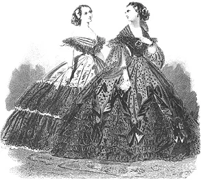 Traditional Victorian hoop skirts were embellished with ribbons and bows