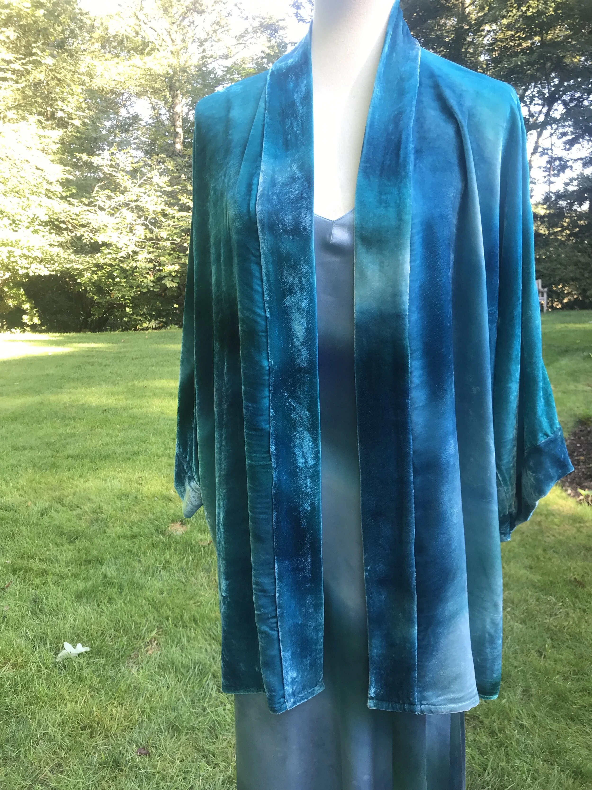 Teal Sea Salt Velvet Kimono