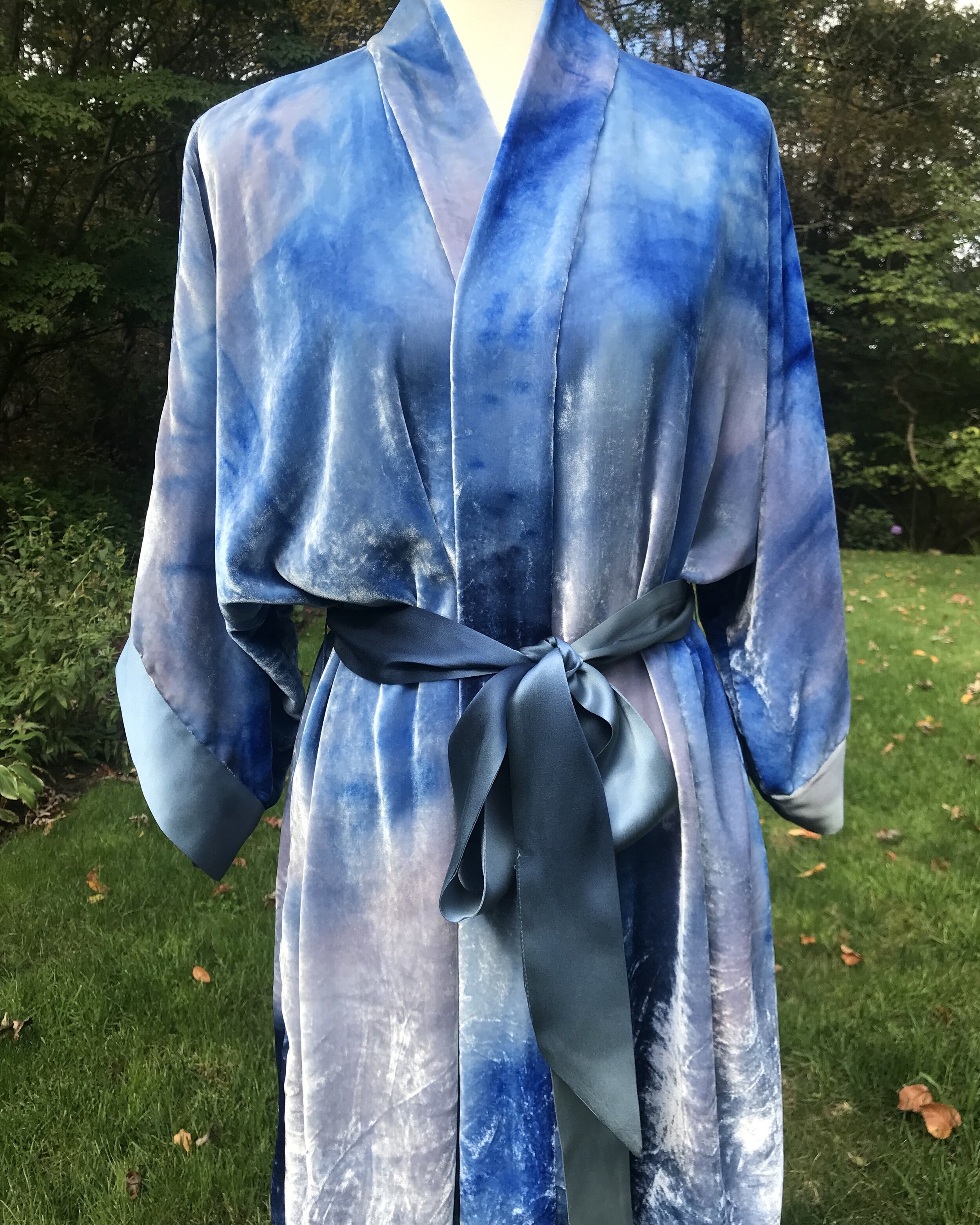 Sky Blue Sea Salt Velvet Kimono