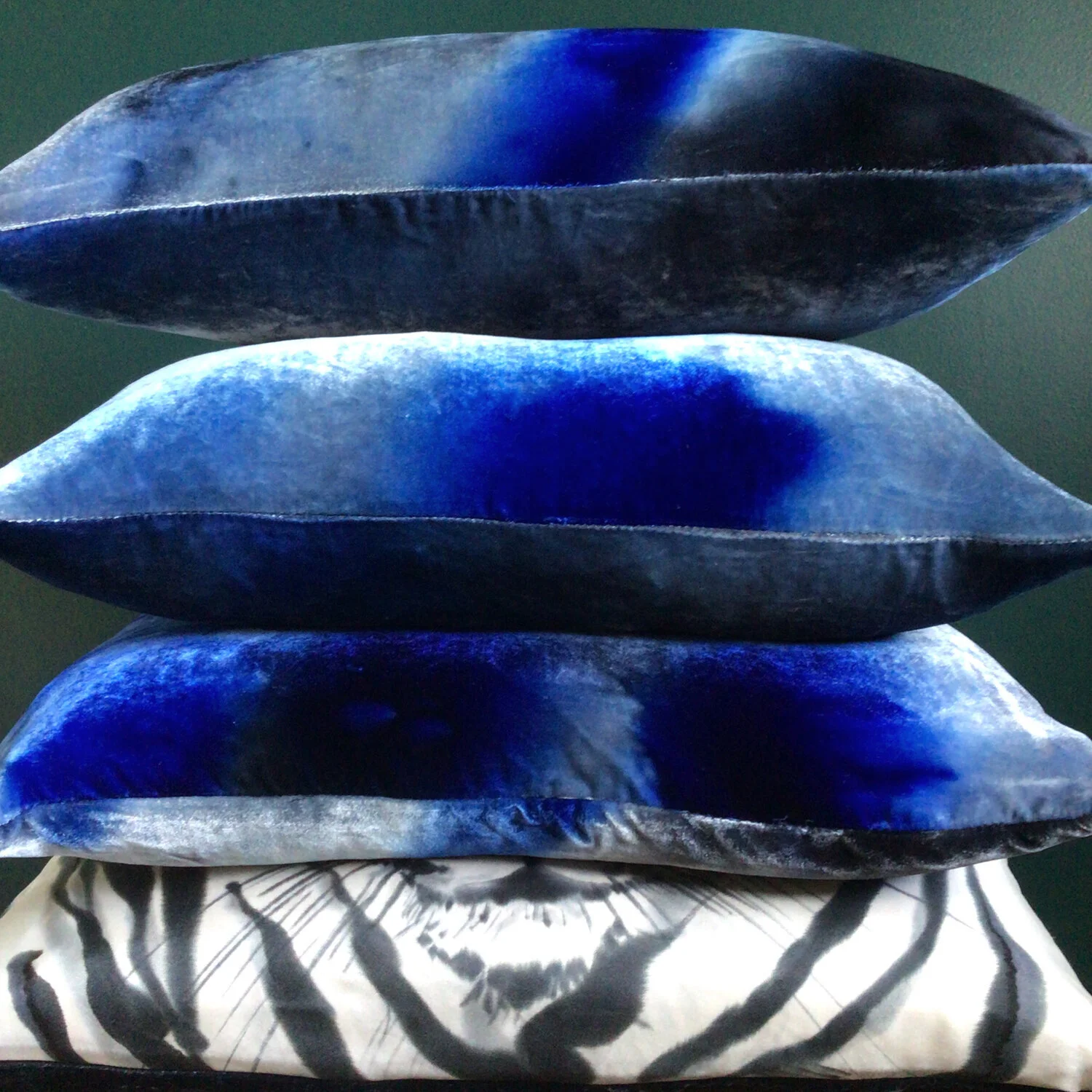 Cobalt/Charcoal Sea Salt Velvet Pillow