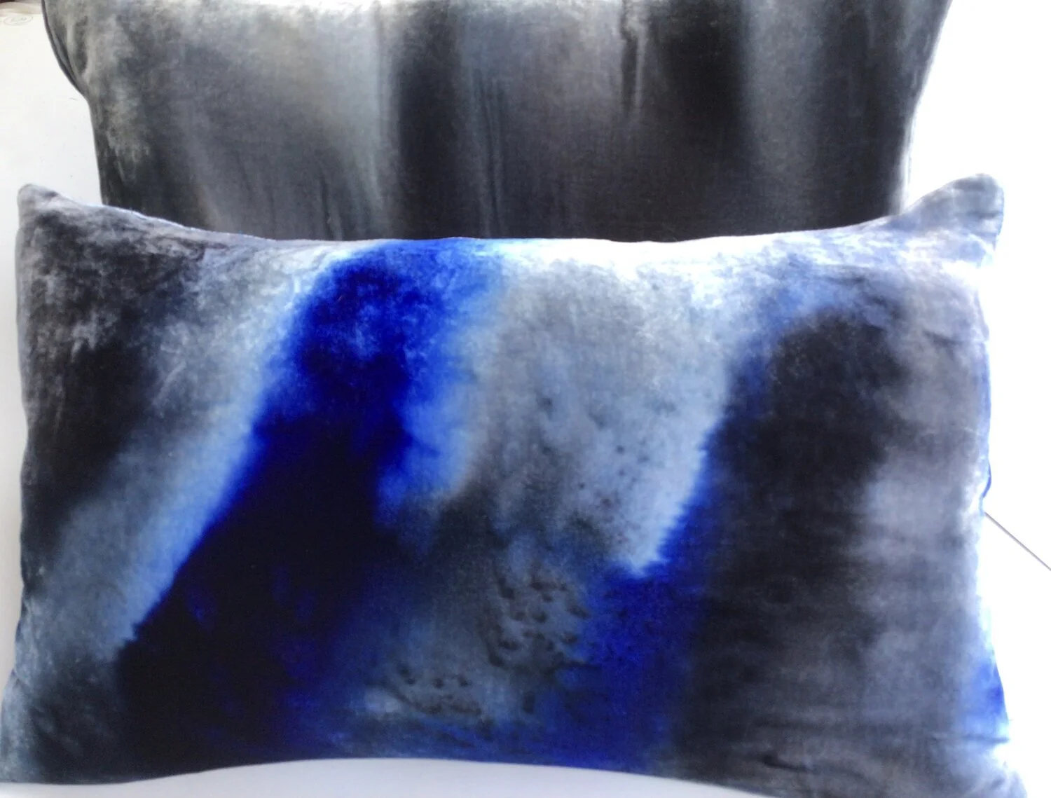 Cobalt / Charcoal Sea Salt Velvet Lumbar Pillow
