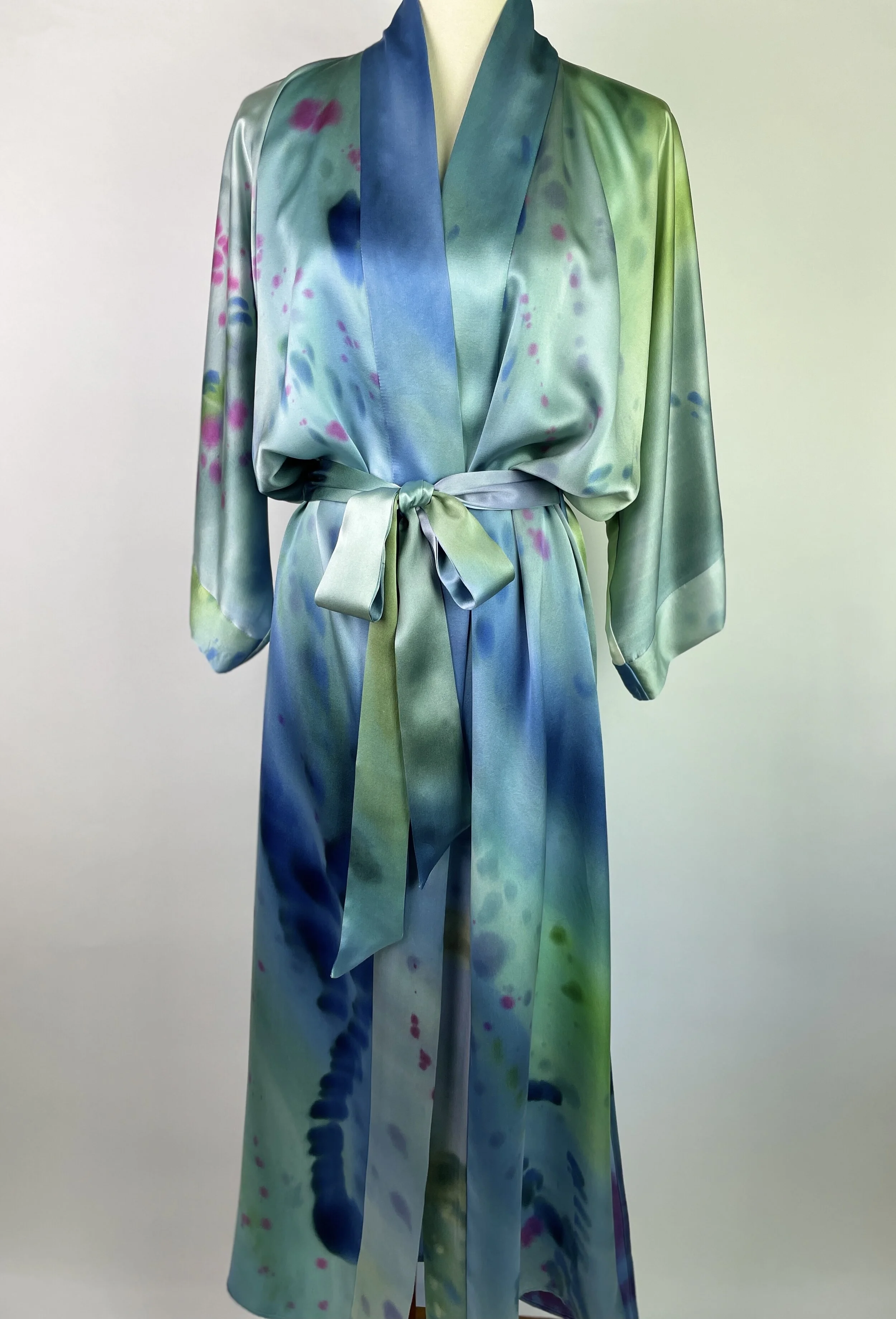 Watercolor Silk Charmeuse Kimono