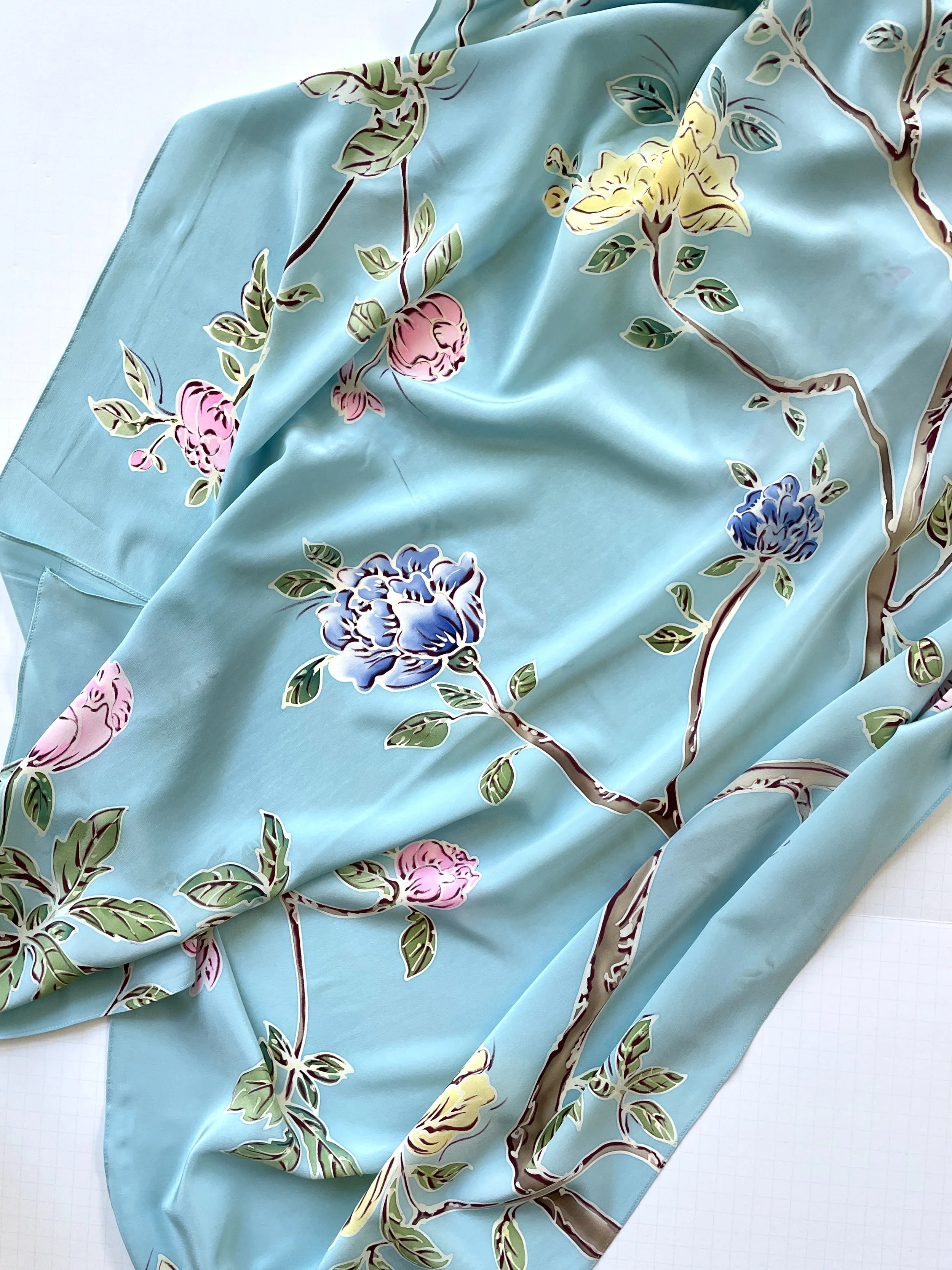 Pale Aqua Chinoiserie Floral