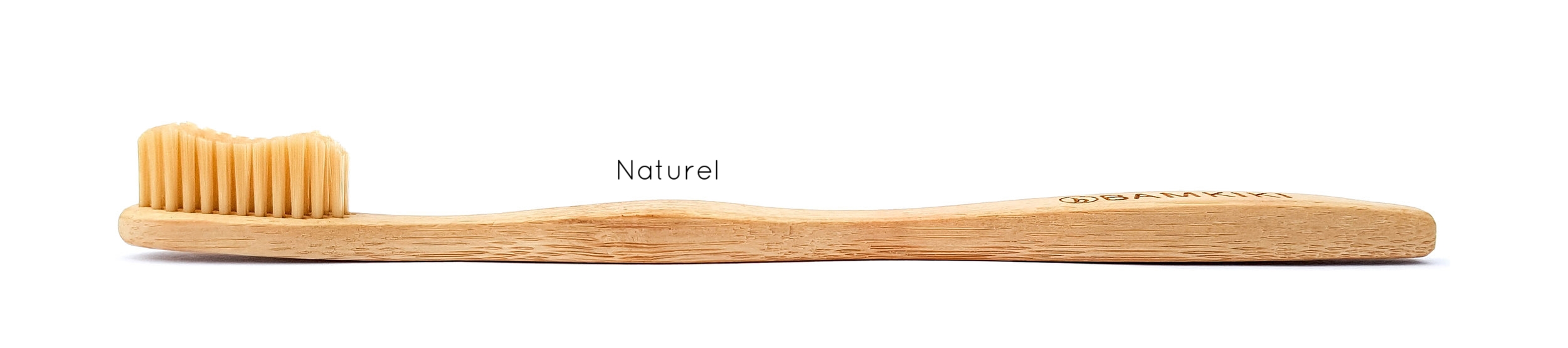 Adult Size Biodegradable Bamboo Toothbrush Flat Naturel