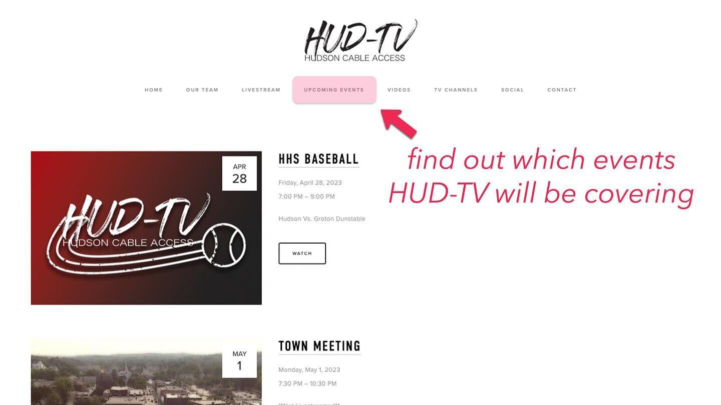 Ever wondered which events HUD-TV will be covering? Now you can easily check on our website! Simply go to hudtv.org, then under the &ldquo;Upcoming Events&rdquo; tab and take a look!