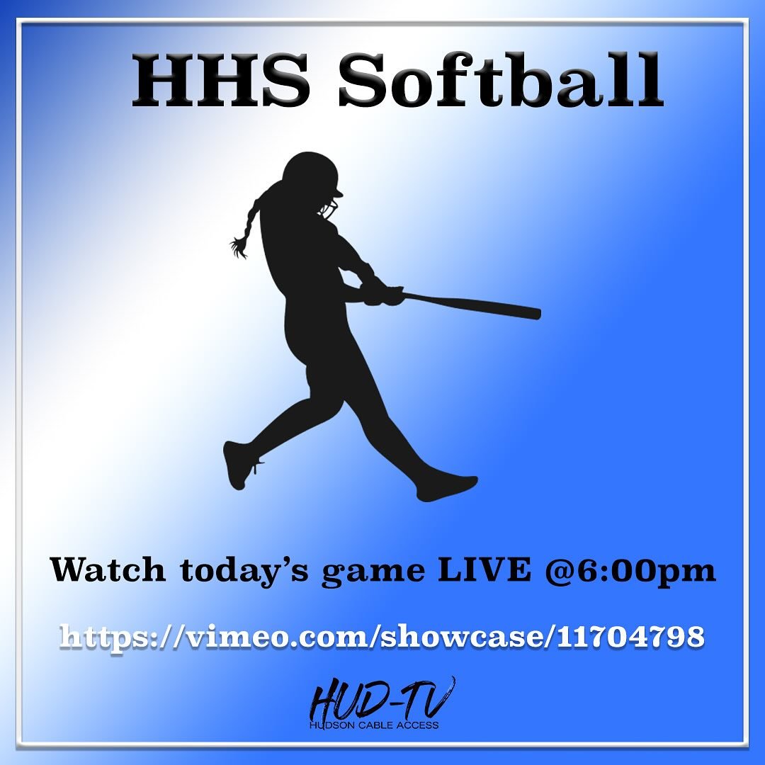 Tonight&rsquo;s varsity softball game will be LIVE at 6:00pm! Use the Hud-TV Vimeo link to tune in! 🥎