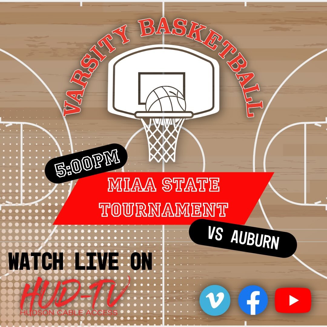 Watch LIVE on HUD-TV&rsquo;s Vimeo, Facebook, and YouTube! ⚪️🏀🔴