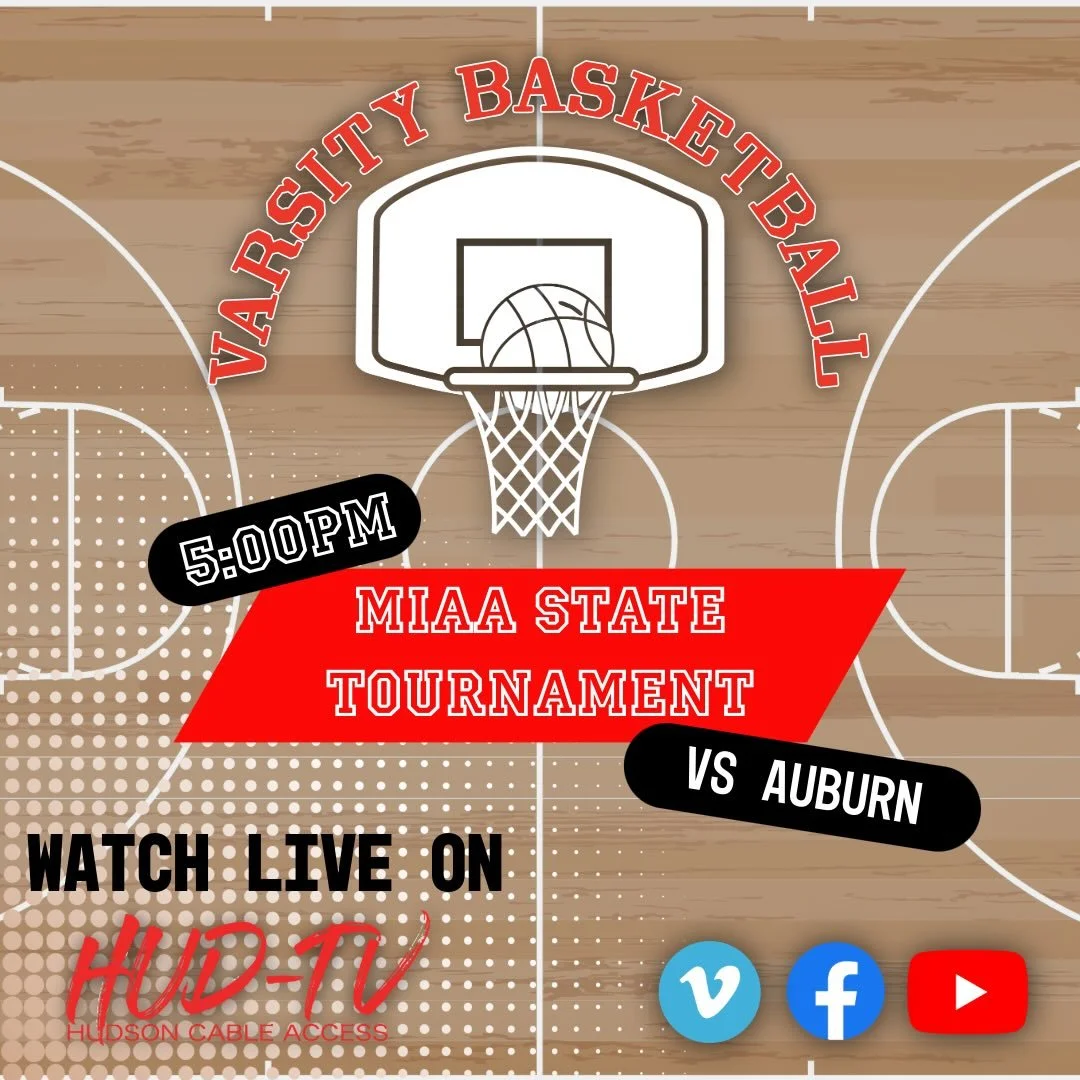 Watch LIVE on HUD-TV&rsquo;s Vimeo, Facebook, and YouTube! ⚪️🏀🔴