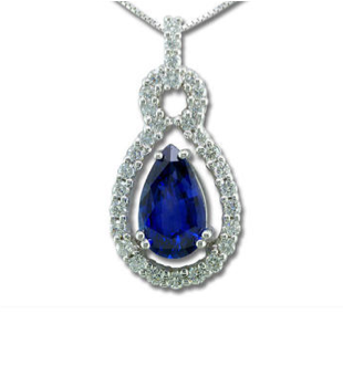 Parlé 18K White Gold Ceylon Sapphire Diamond Pendant