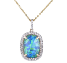 Sophia by Design Opal Diamond Pendant Necklace 14k Yellow Gold