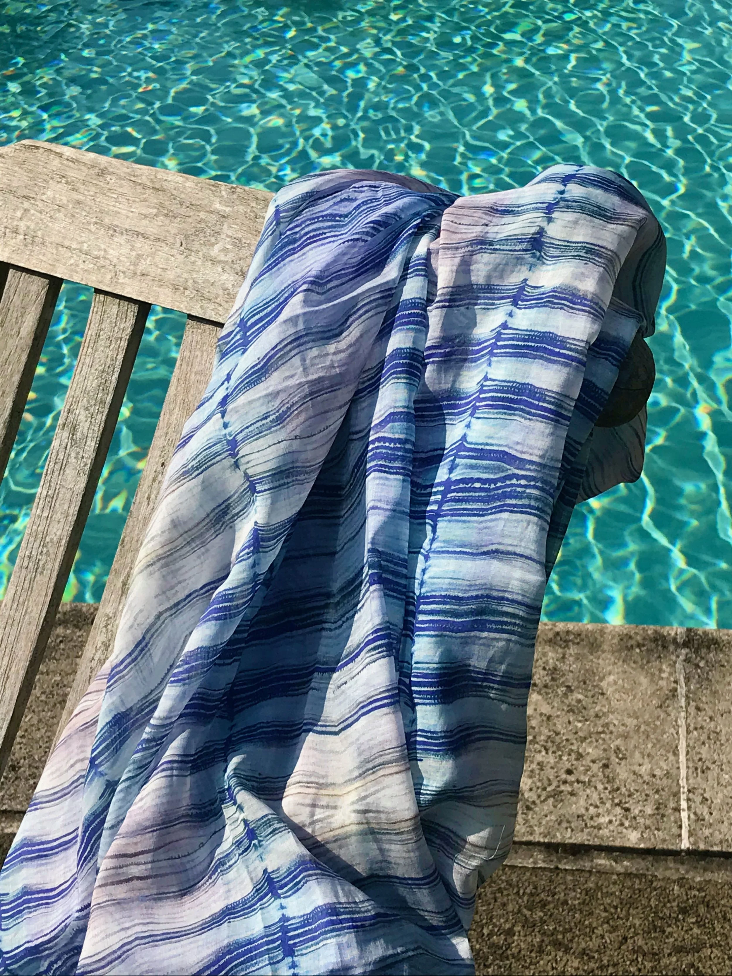 Blue Aegean Stripe Cotton Beachwrap