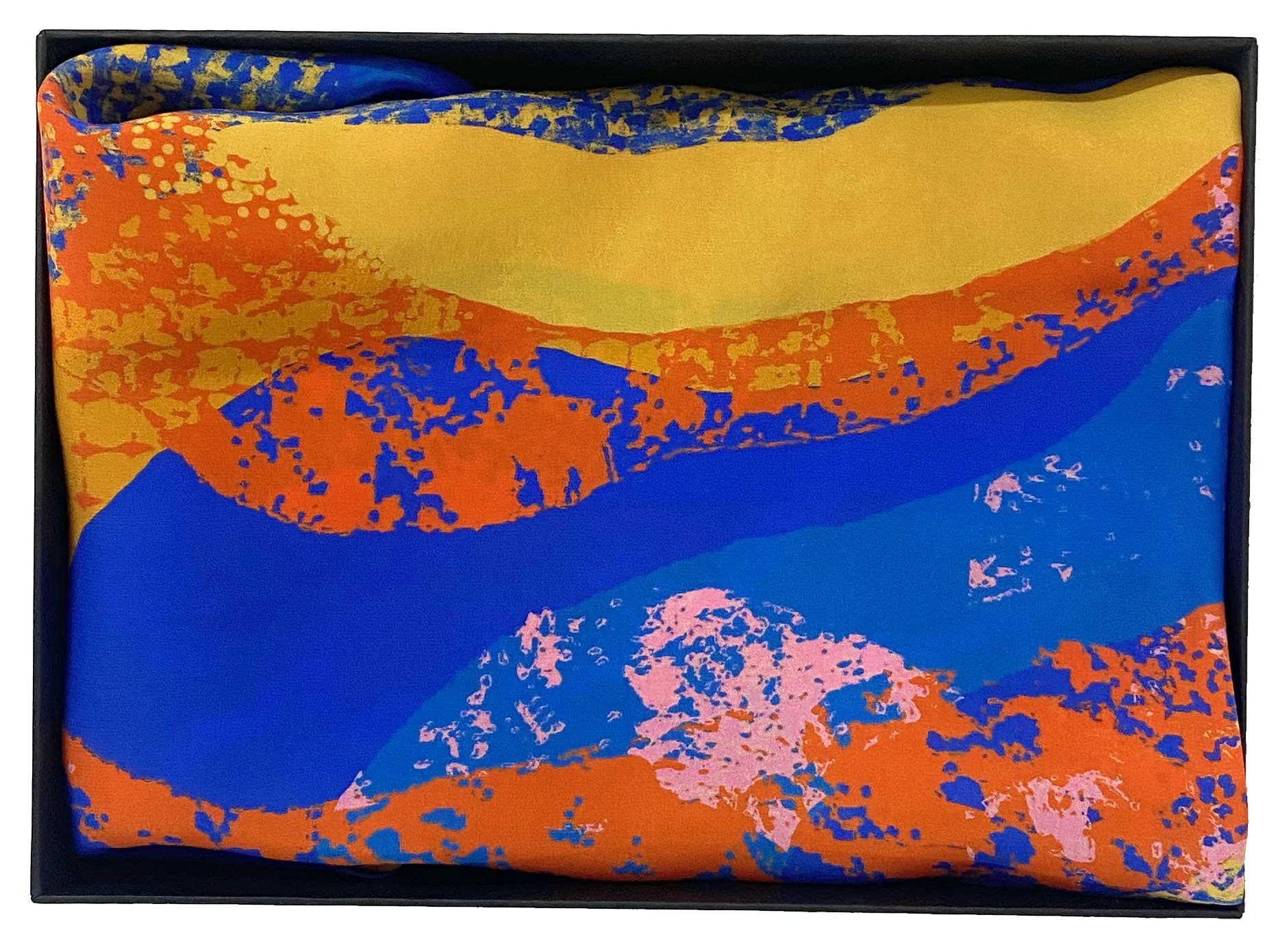 Moroccan Inspired Blue Abstract Silk Scarf