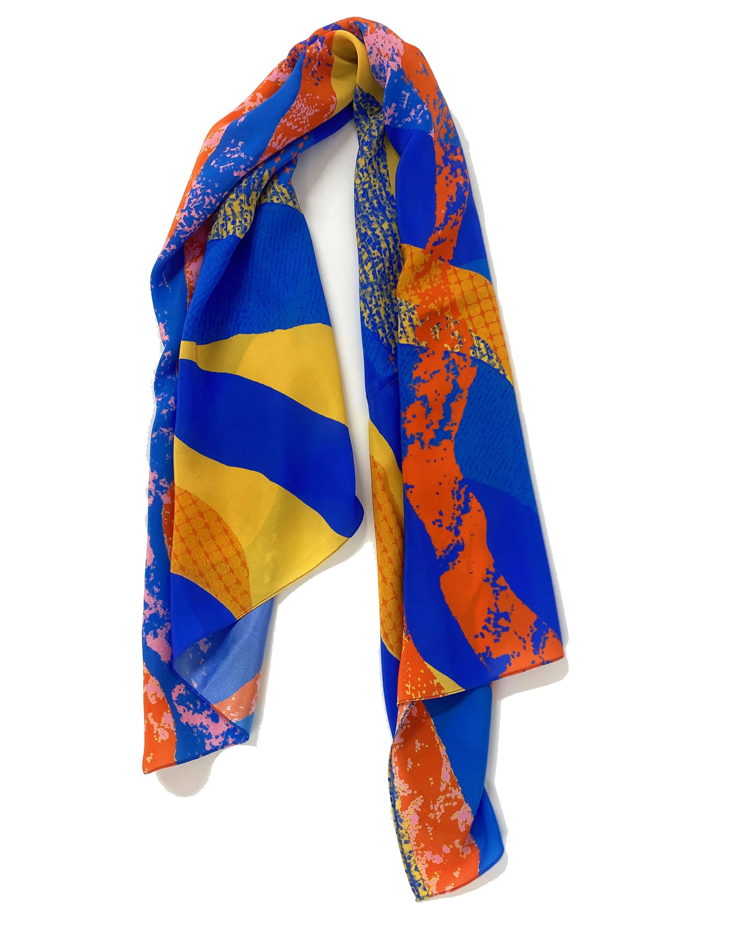 Nomad Design Silk Scarf blue and orange