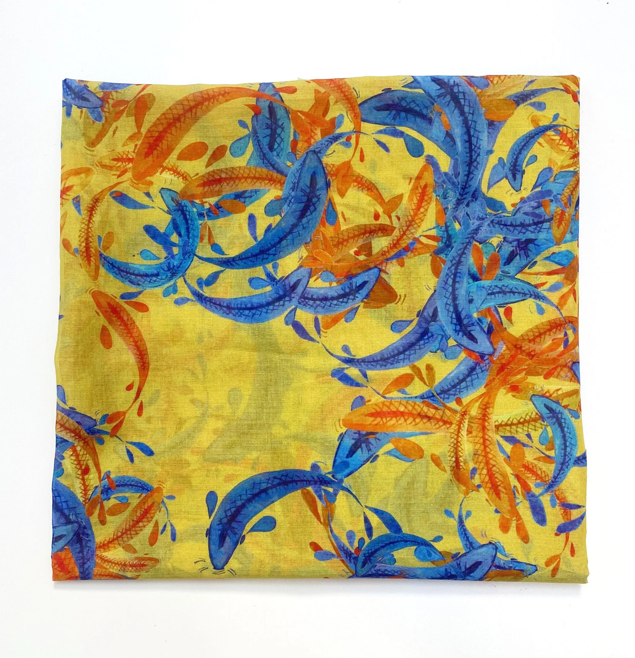 Lucky Fish Yellow and Blue Beachwrap