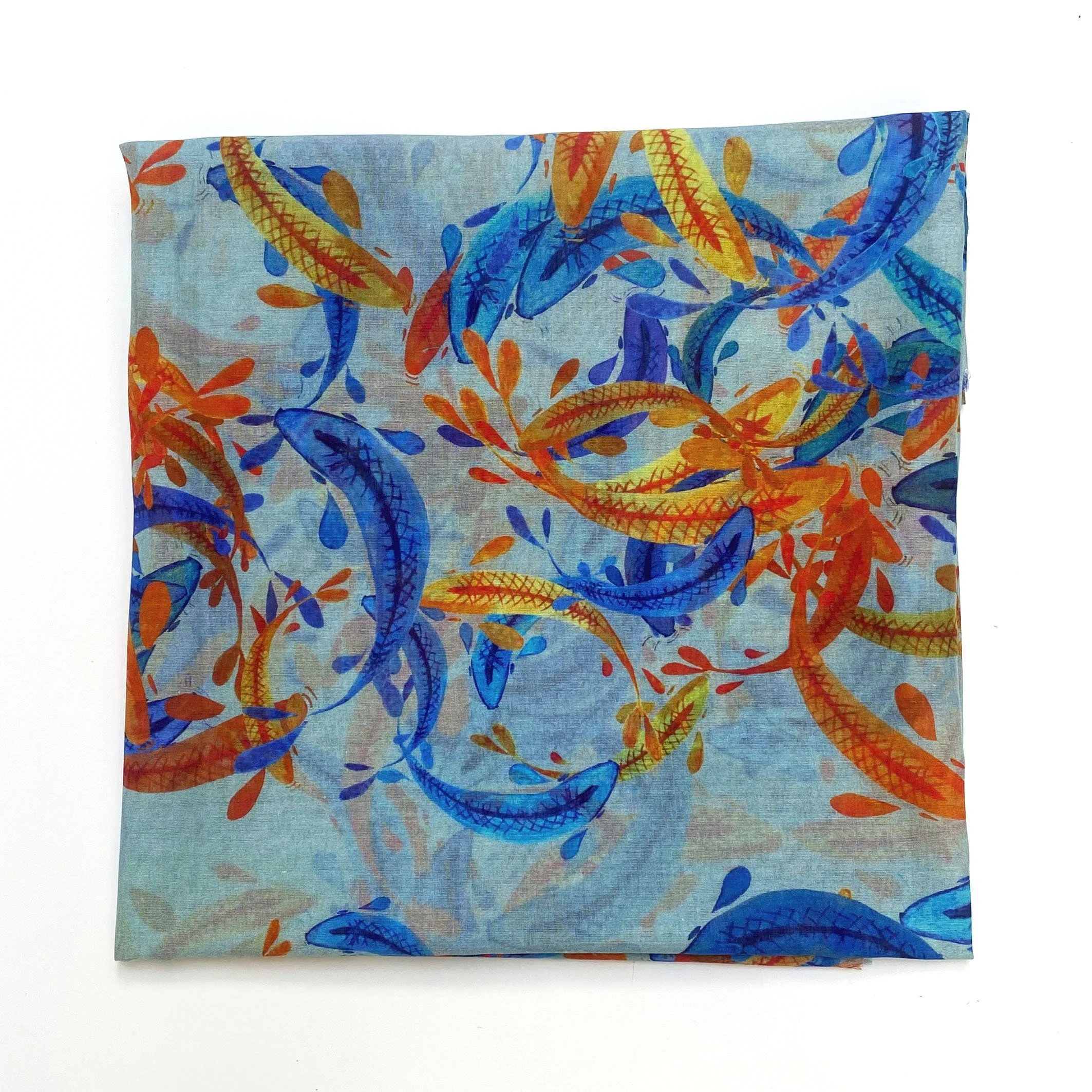 Blue and Orange Fish Design Beachwrap