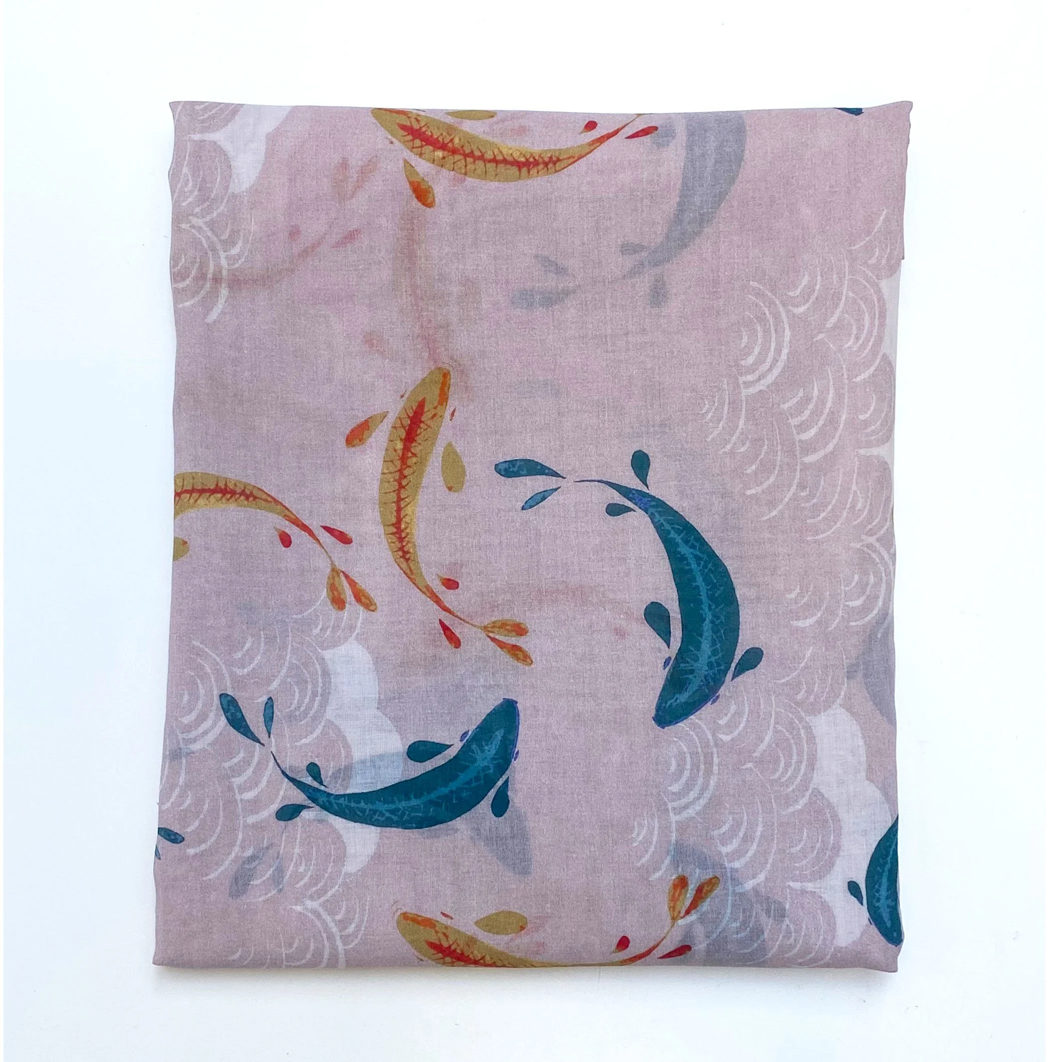 Japanese style lucky fish pink scarf