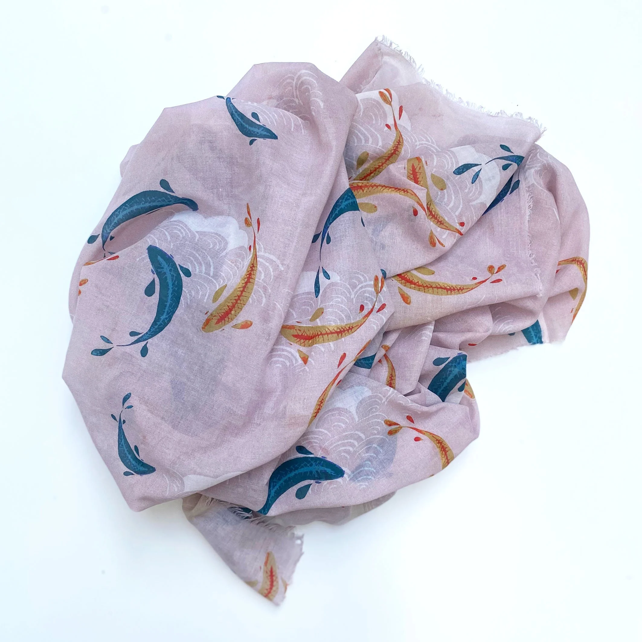 Japanese Style Pink Fish Sarong Scarf