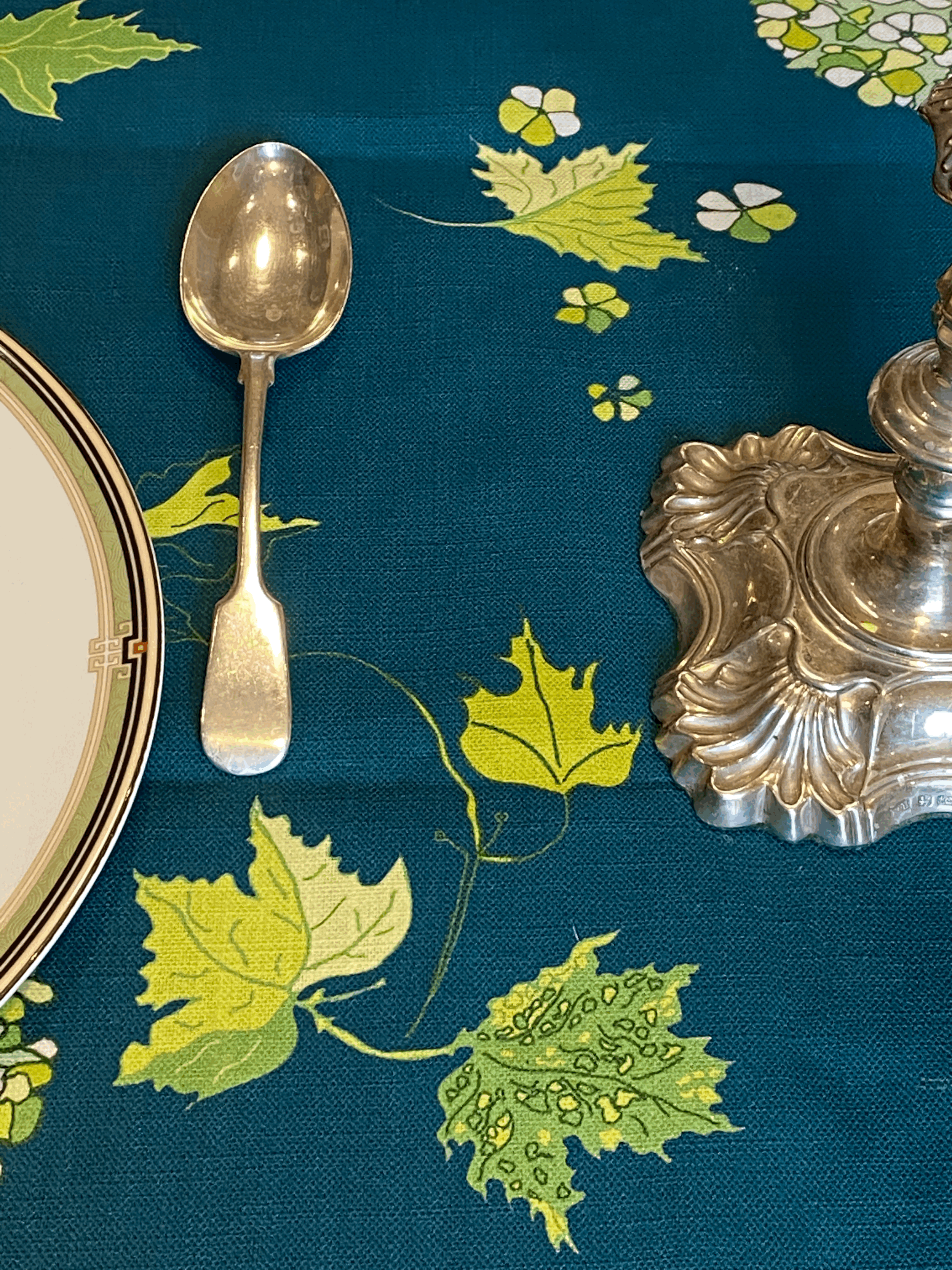 Dark Florals Cotton Tablecloth