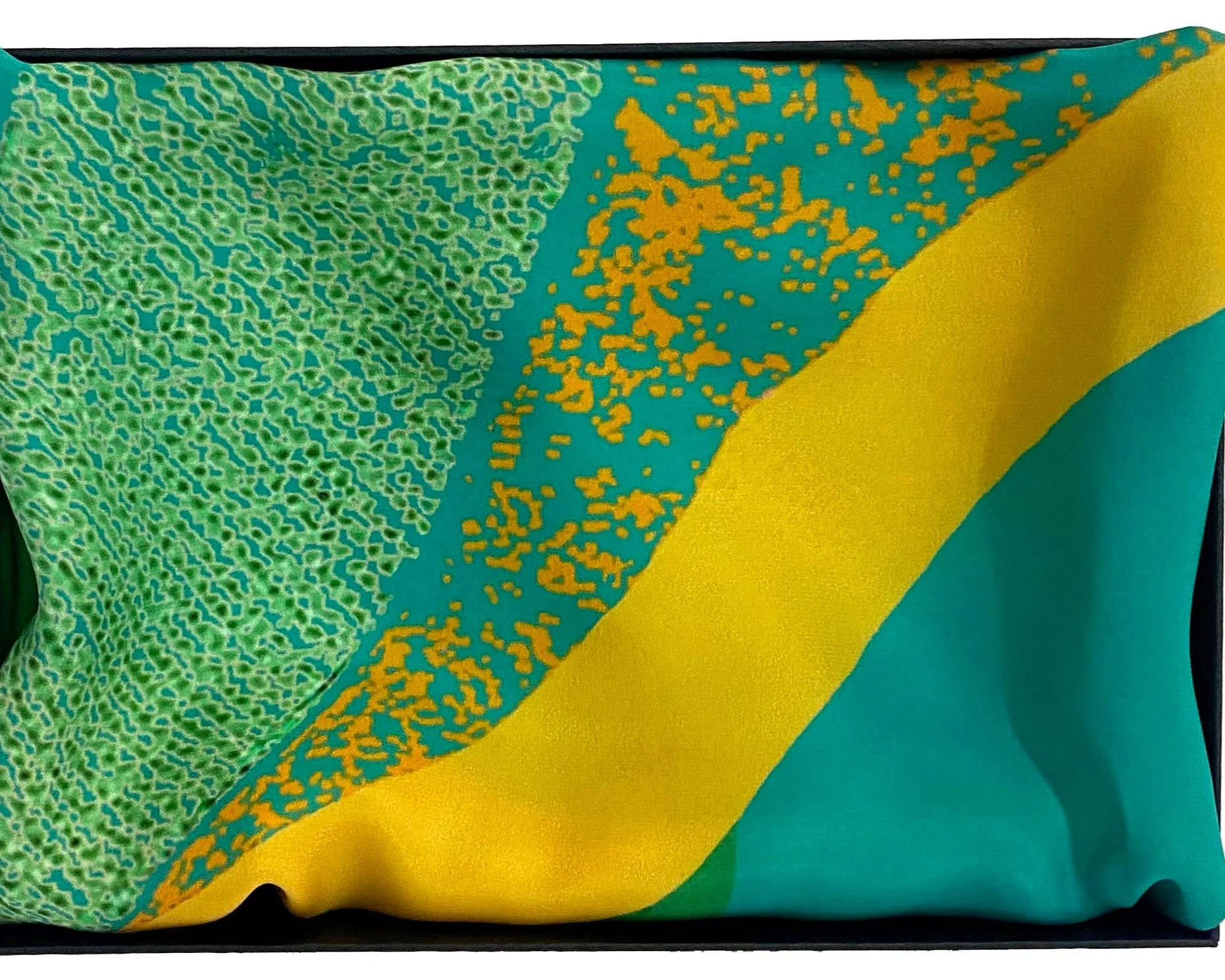 Green and Yellow Silk Scarf Nomad Design