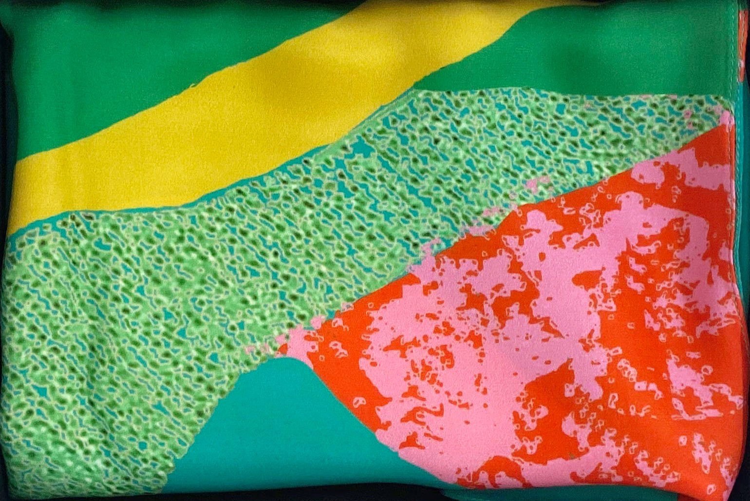 Teal patterned silk scarf Nomad design