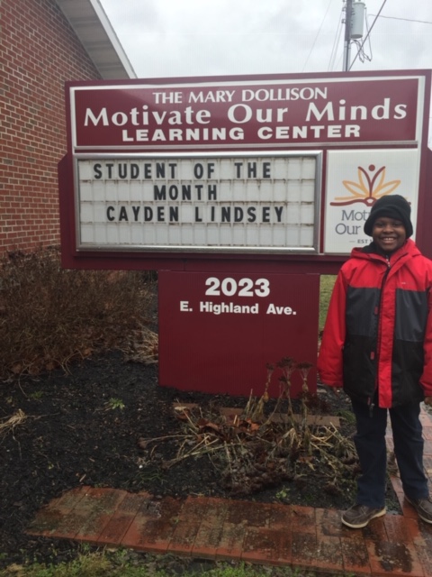 Cayden Lindsey-February MOM Student of the Month
