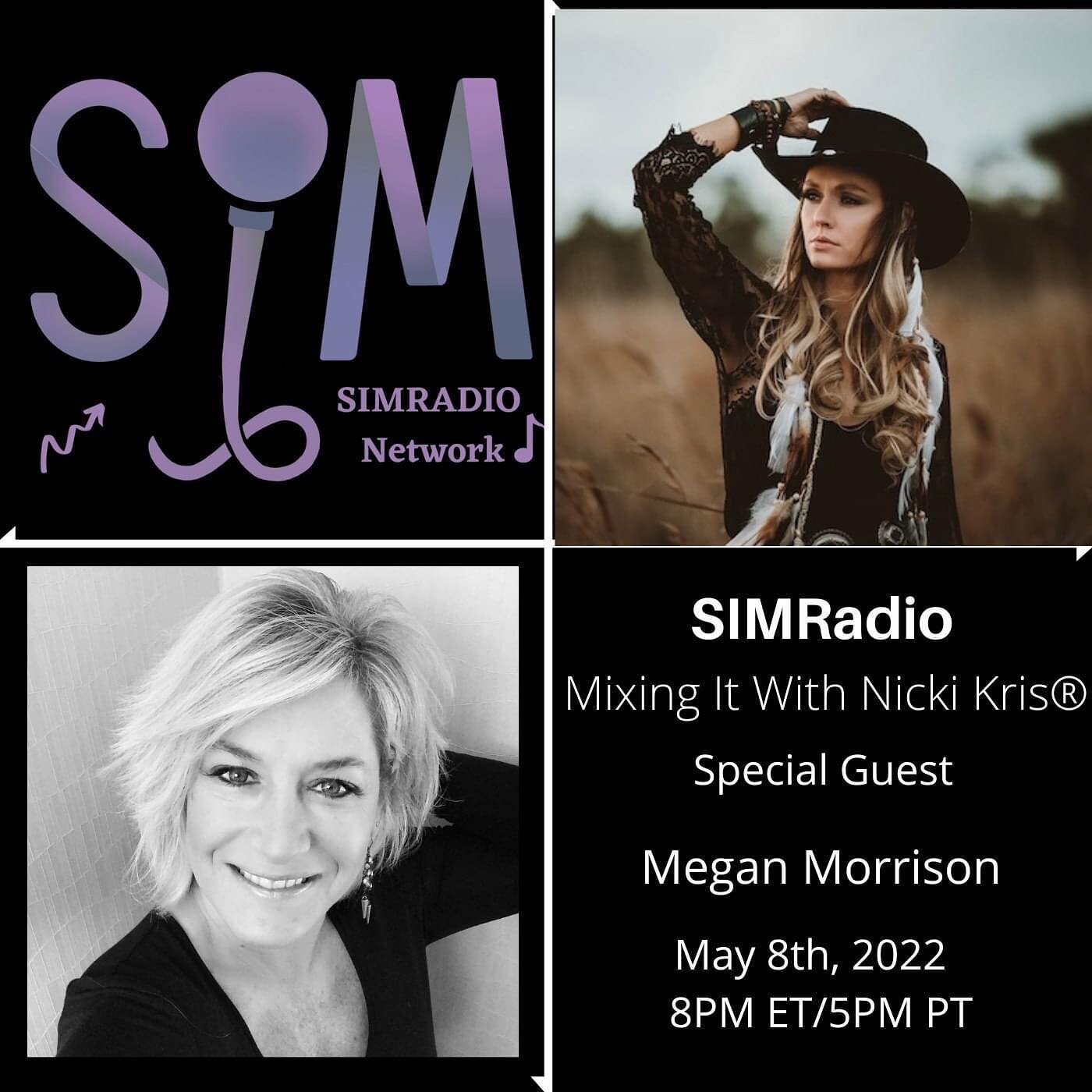 Monday at 8pm! Thank you @nickikris &amp; @sistersinmusic1 for having me on the show! 
⠀⠀⠀⠀⠀⠀⠀⠀⠀

&ldquo;Super excited to share the awesomely talented Megan Morrison on an all new Mixing It next Monday - May 8th at 8PM ET/5PM PT!  Come and join us!&r